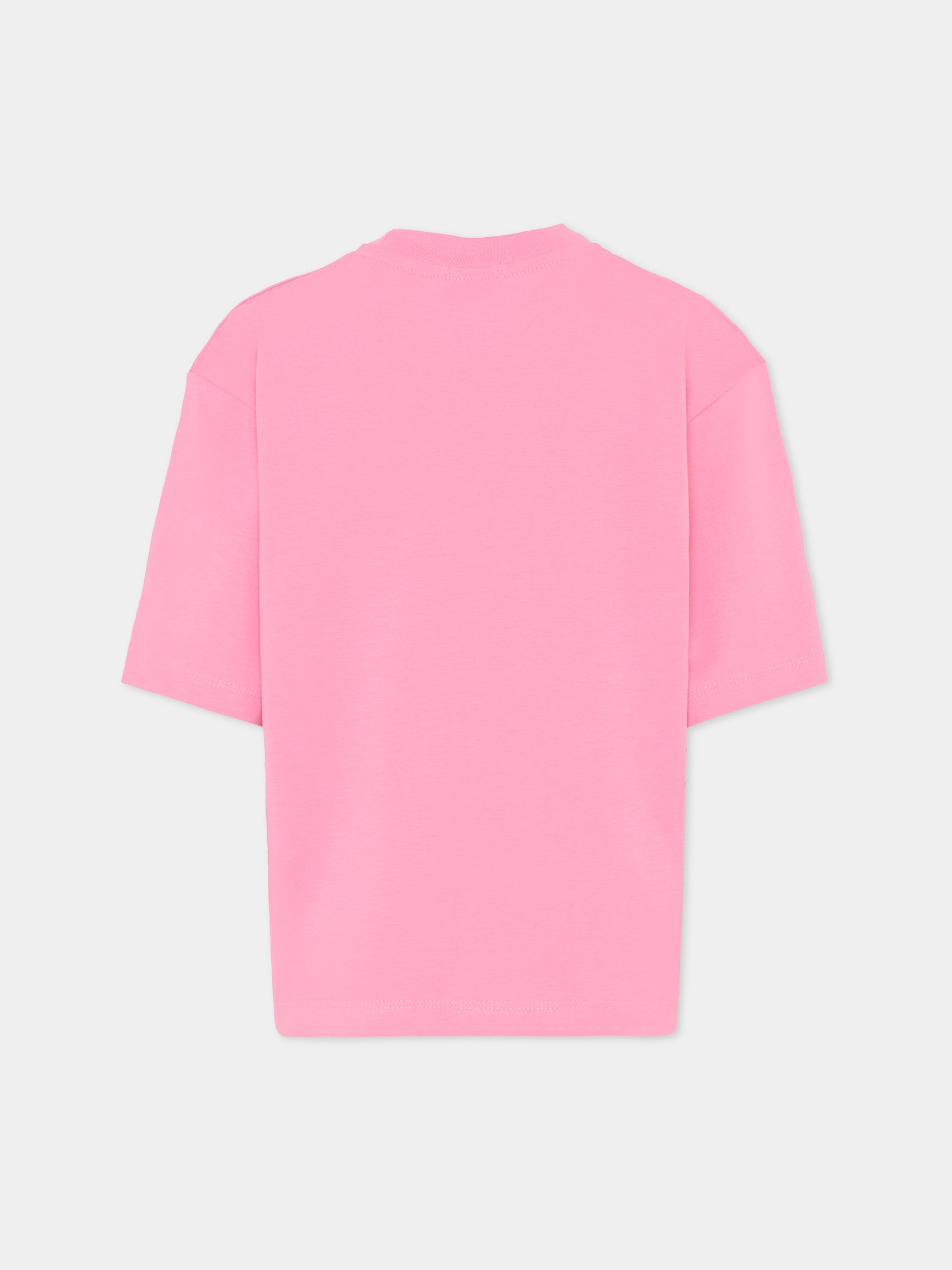T-shirt rosa per bambini con nuvola gialla,Ghayme,F5GAJUTH006 045