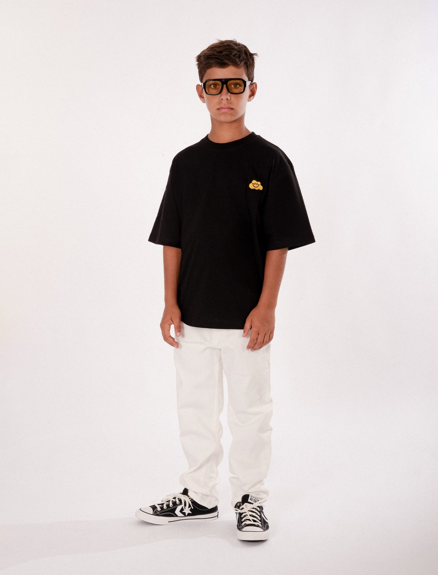 T-shirt nera per bambini con nuvola gialla,Ghayme,F5GAJUTH006 110