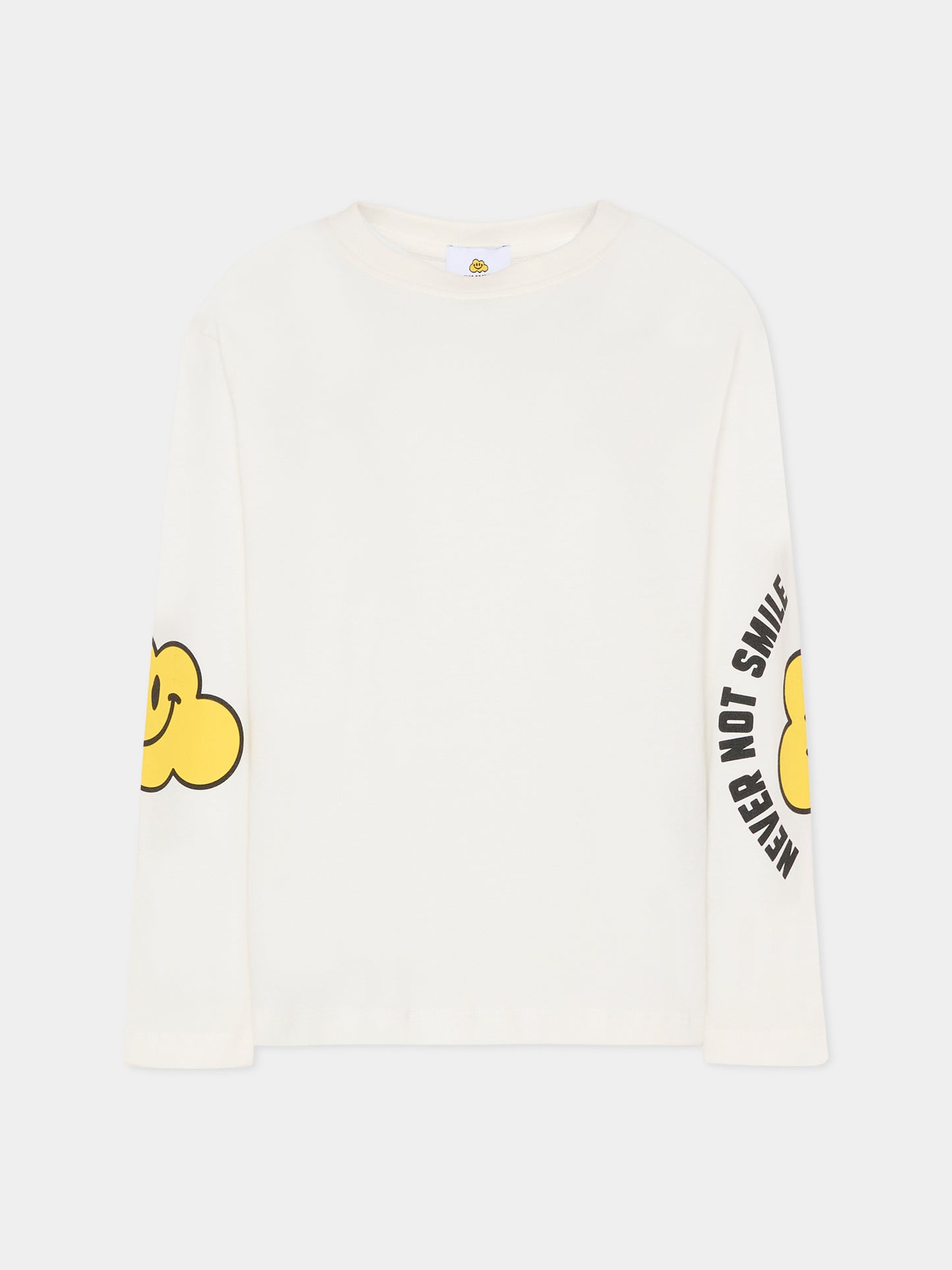 T-shirt bianca per bambini con nuvola gialla e scritta,Ghayme,F5GAJUTH004 002