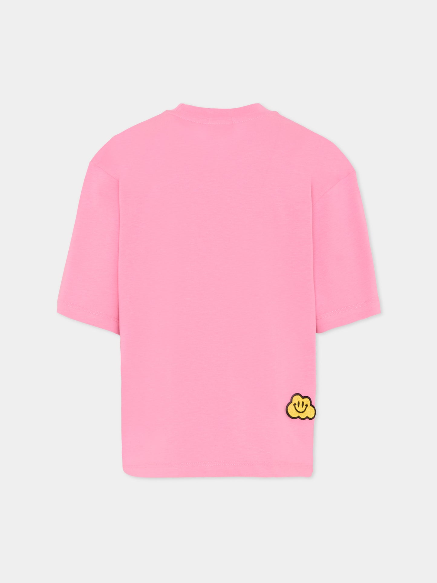 T-shirt rosa per bambini con nuvole gialle e scritta,Ghayme,F5GAJUTH009 045
