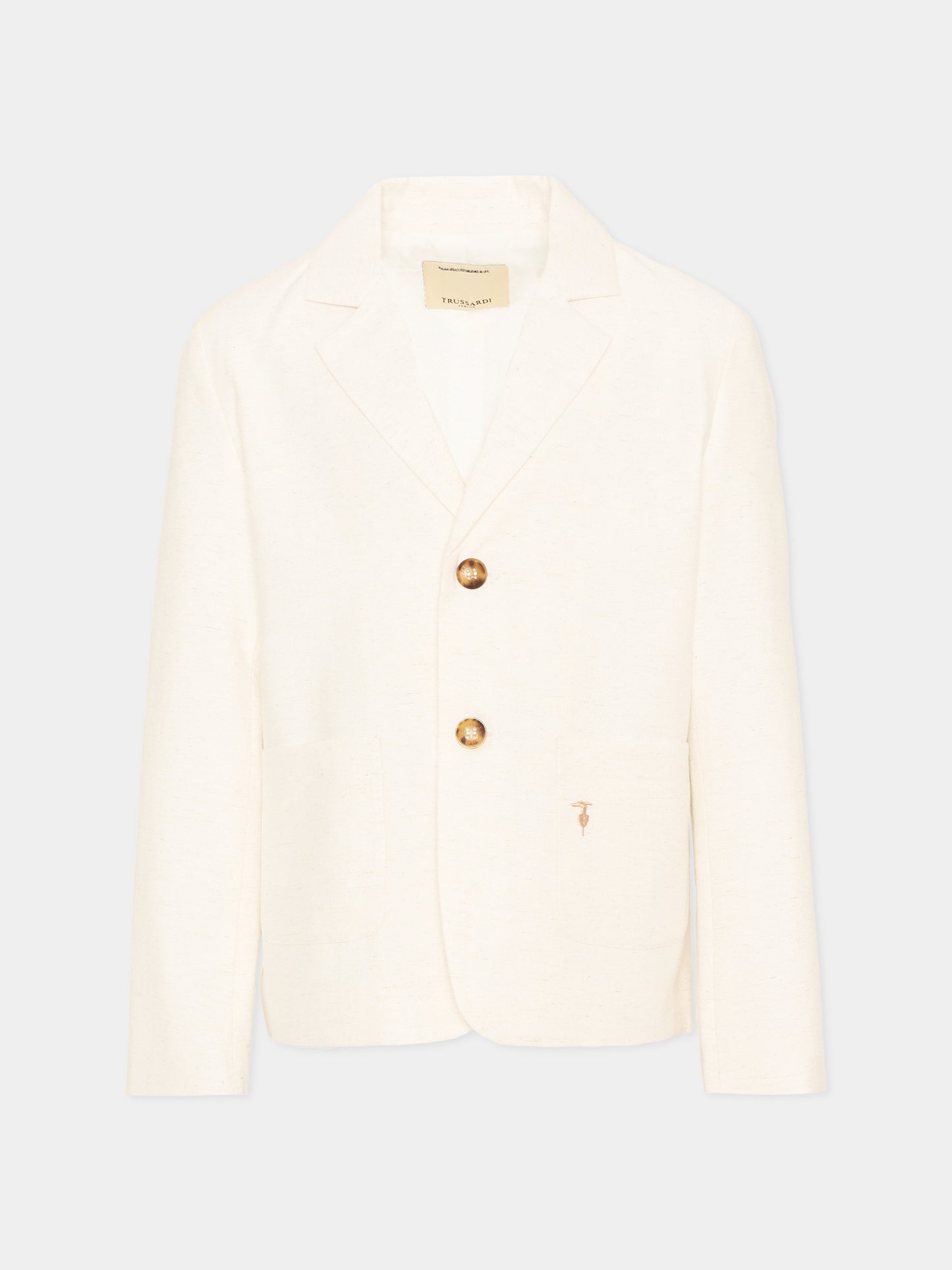 Giacca avorio per bambino con levriero,Trussardi Junior,TBP26138GC BEIGE NEW ECRU