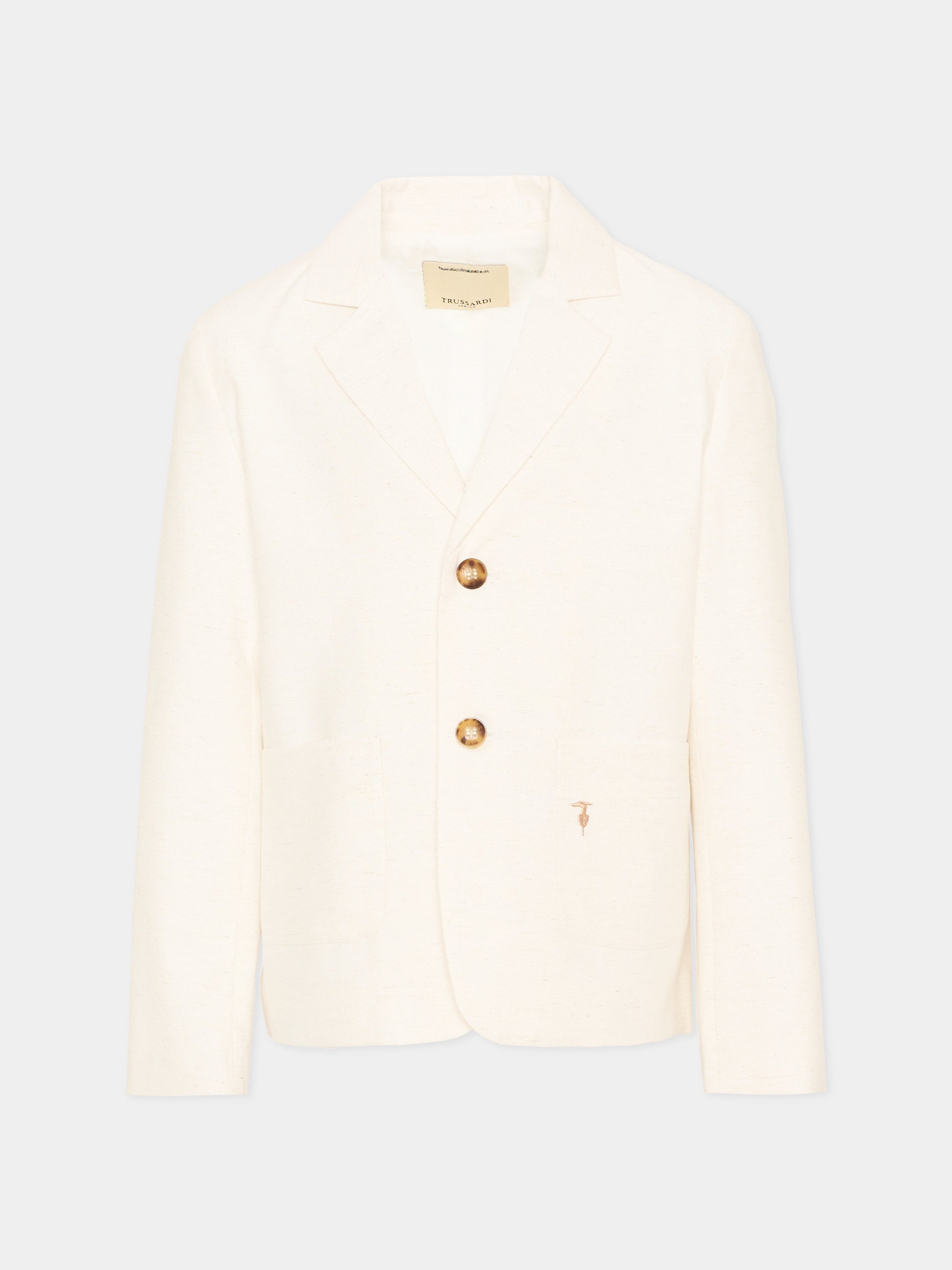 Giacca avorio per bambino con levriero,Trussardi Junior,TBP26138GC BEIGE NEW ECRU