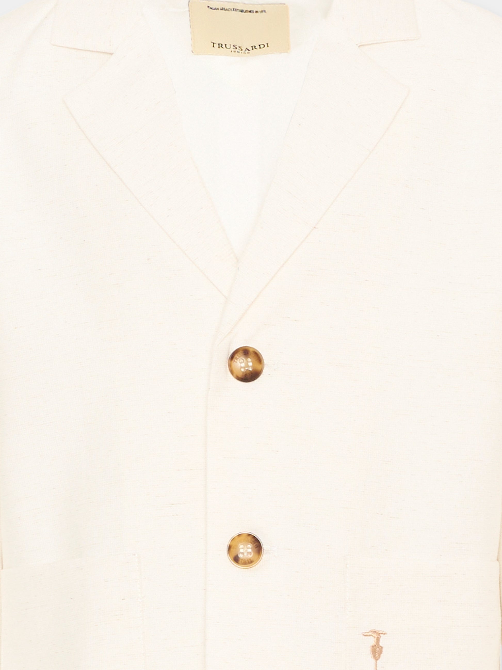 Giacca avorio per bambino con levriero,Trussardi Junior,TBP26138GC BEIGE NEW ECRU