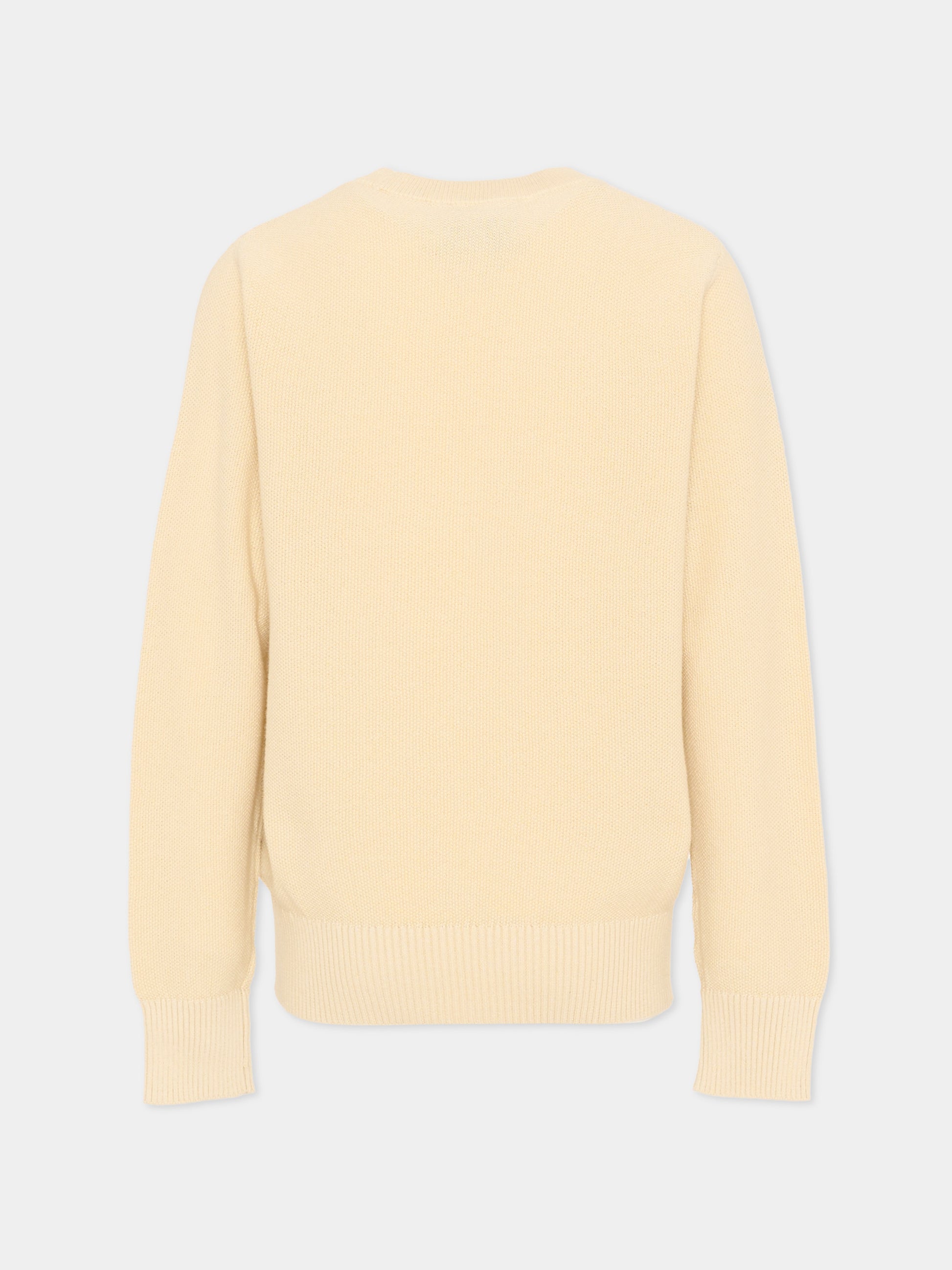 Maglione beige per bambino con levriero,Trussardi Junior,TBP26142MA BEIGE CASTLE WALL