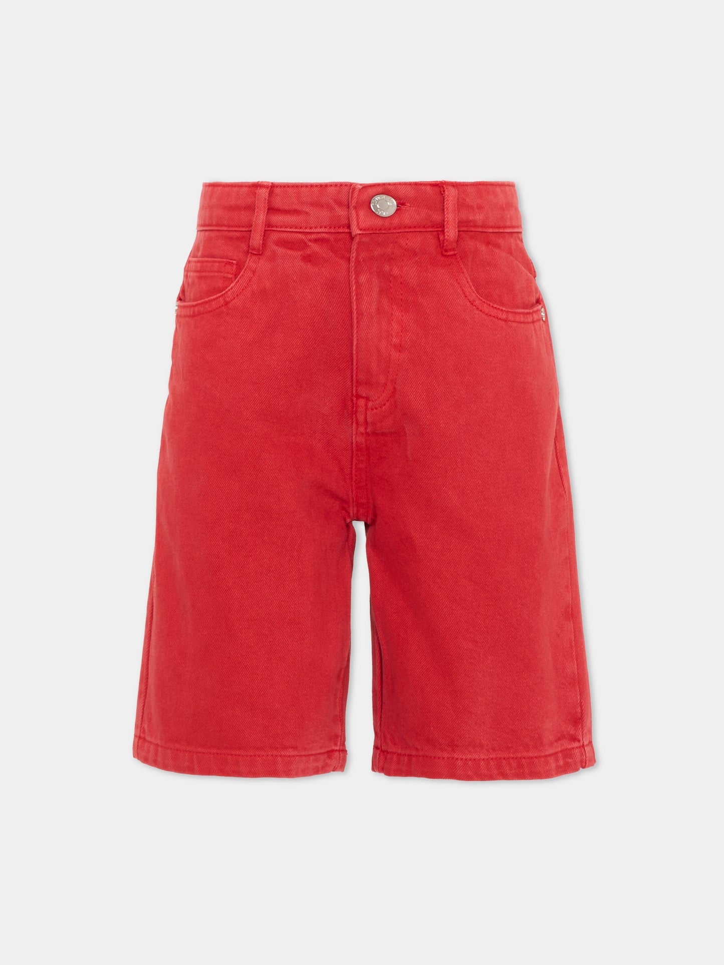 Shorts rossi per bambino in denim,Trussardi Junior,TBP26022BE RED LYCHEE