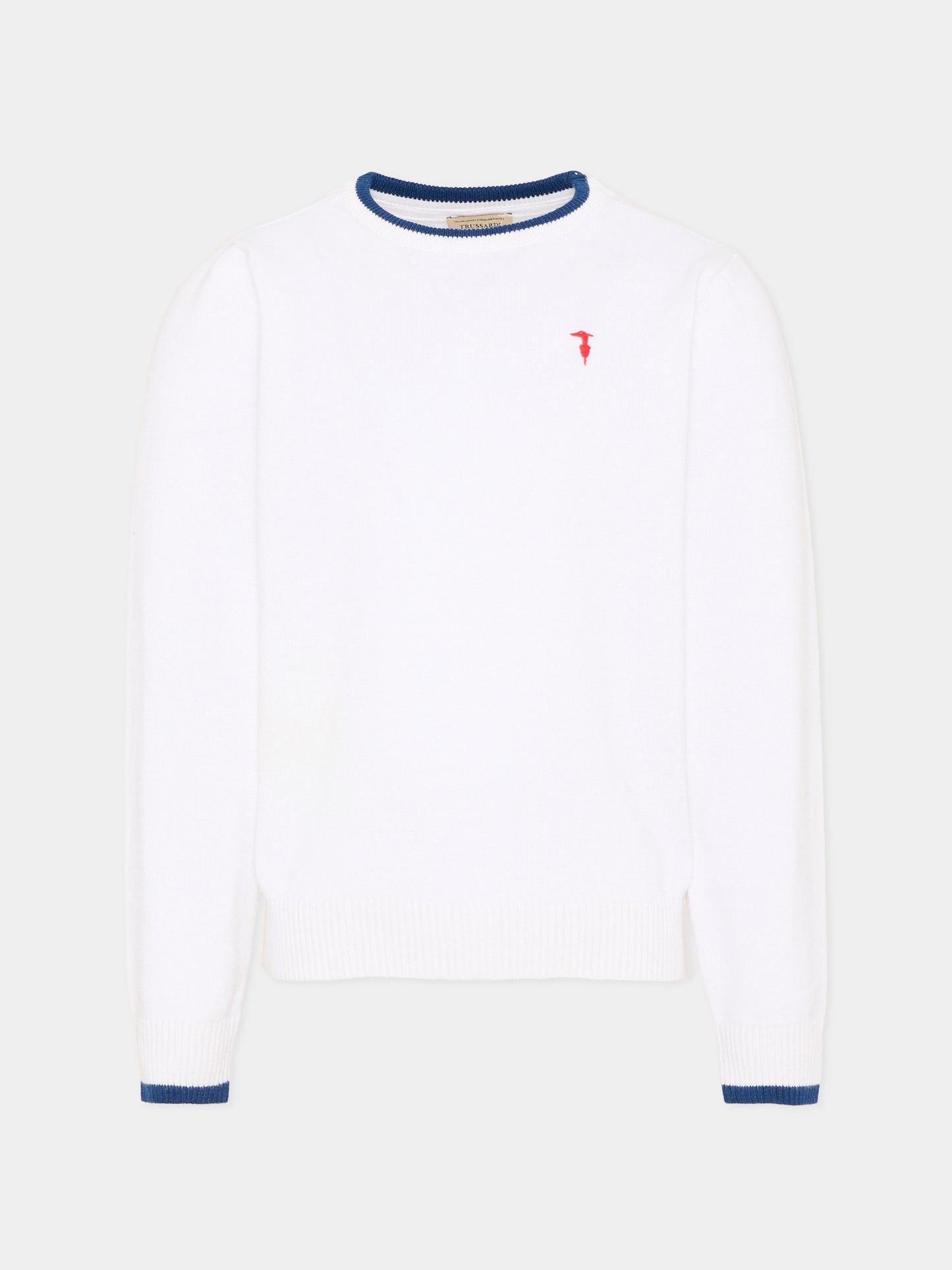 Maglione bianco per bambino con levriero,Trussardi Junior,TIP26004MA WHITE