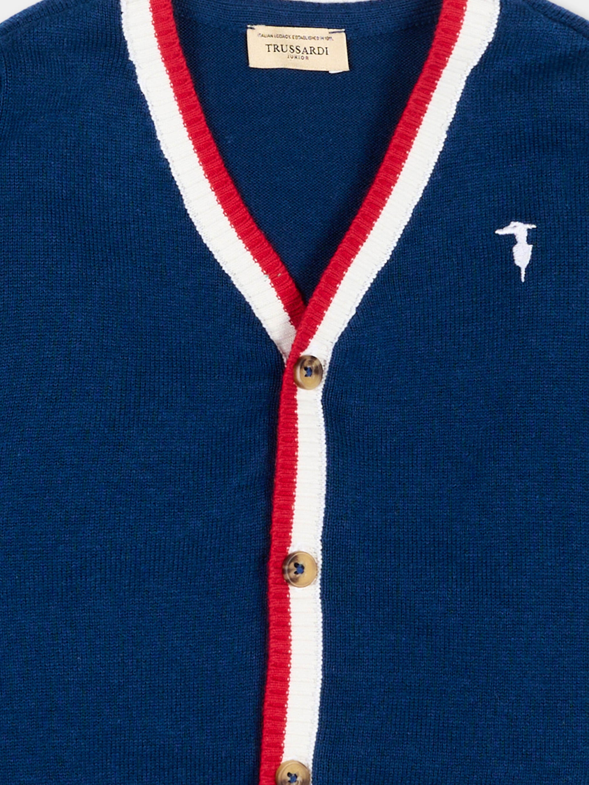Cardigan blu per neonato con levriero,Trussardi Junior,TIP26007CD BLUE ESTATE