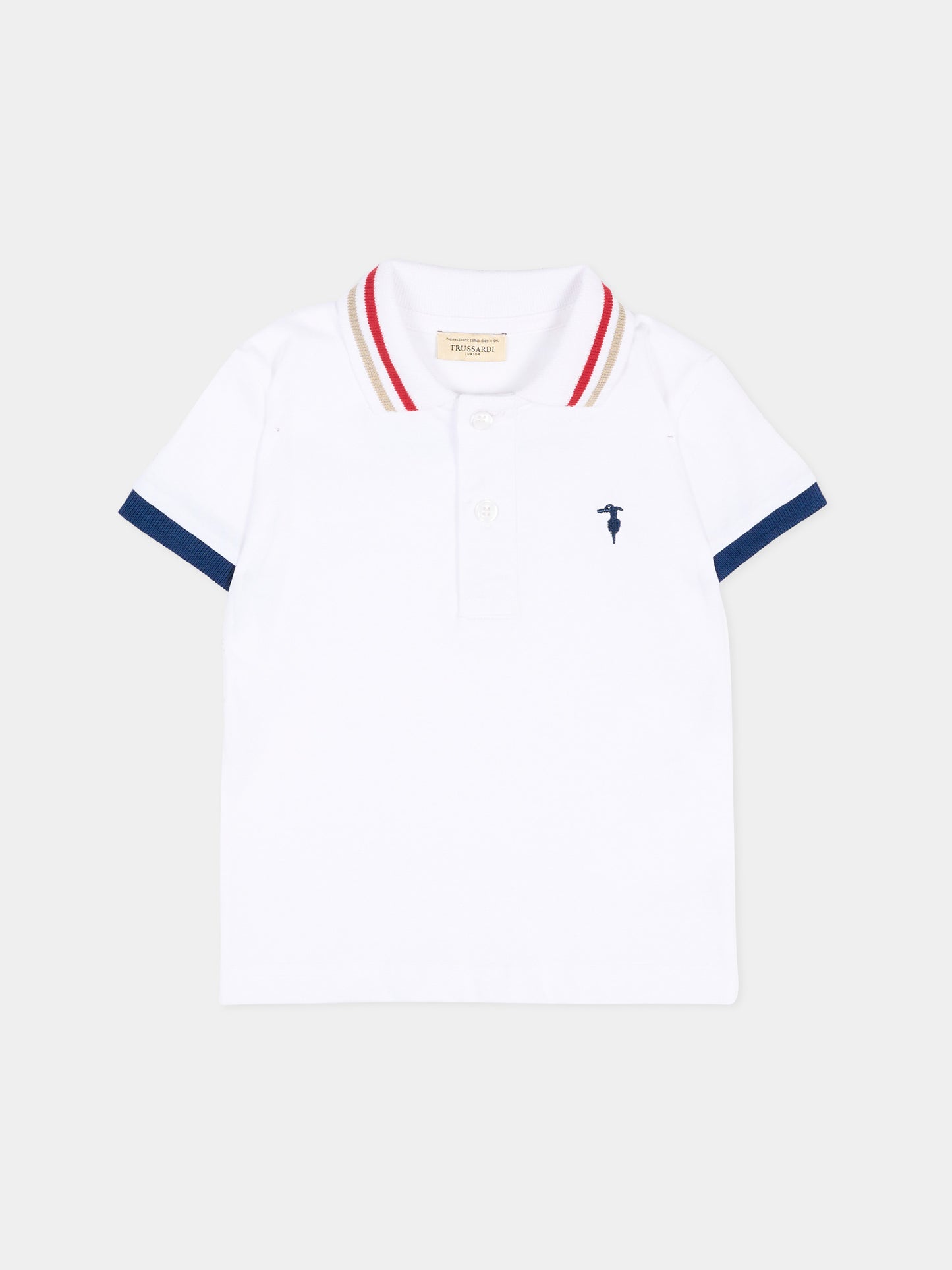 Polo bianca per neonato con logo,Trussardi Junior,TIP26102PO WHITE