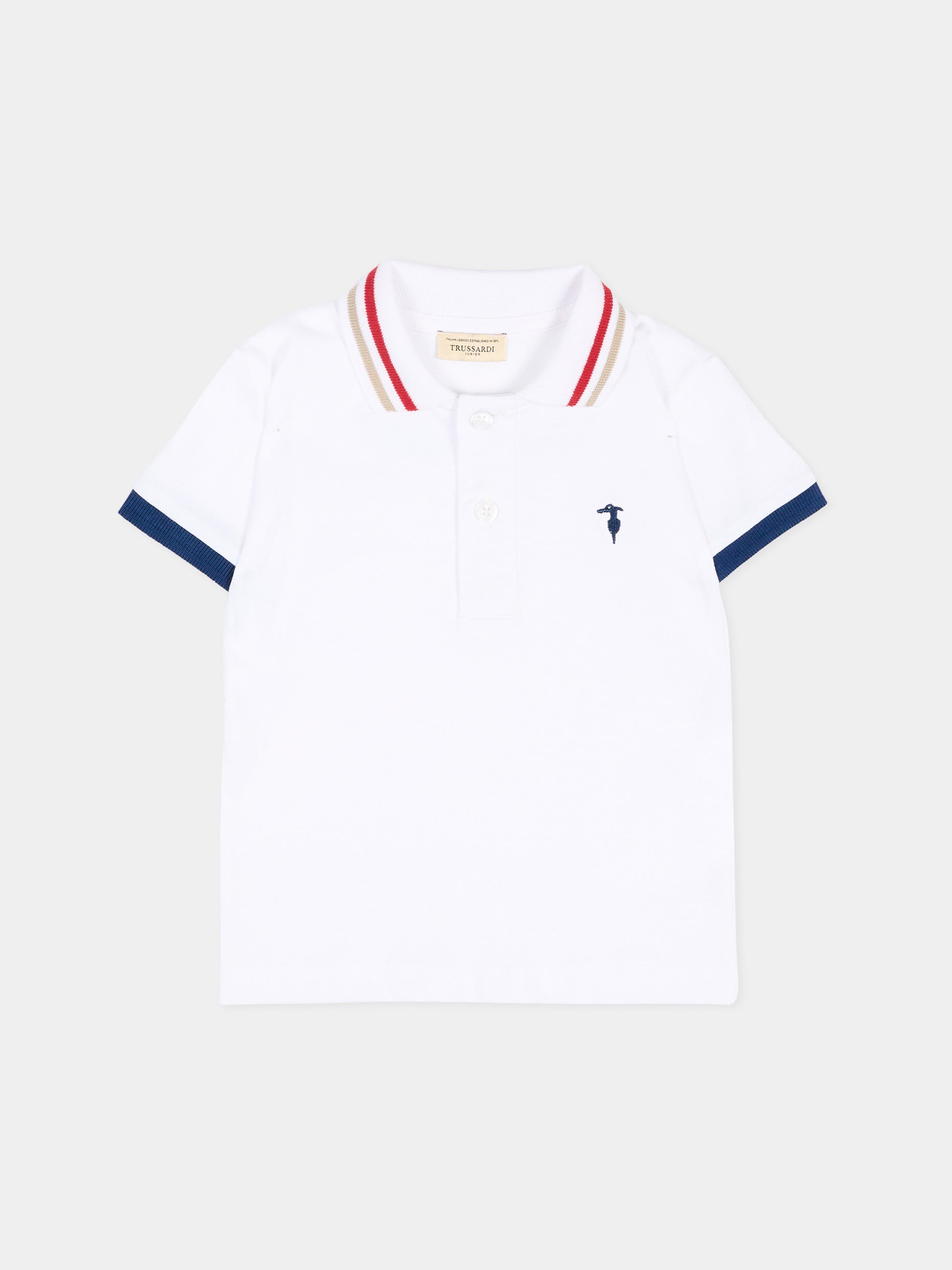 Polo bianca per neonato con logo,Trussardi Junior,TIP26102PO WHITE