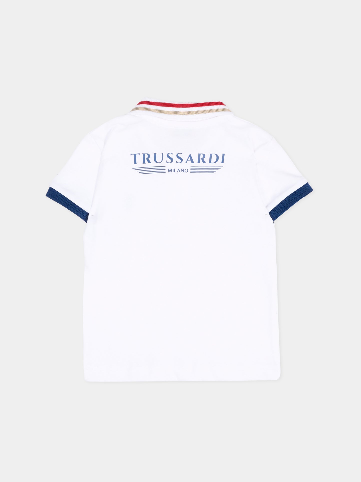 Polo bianca per neonato con logo,Trussardi Junior,TIP26102PO WHITE