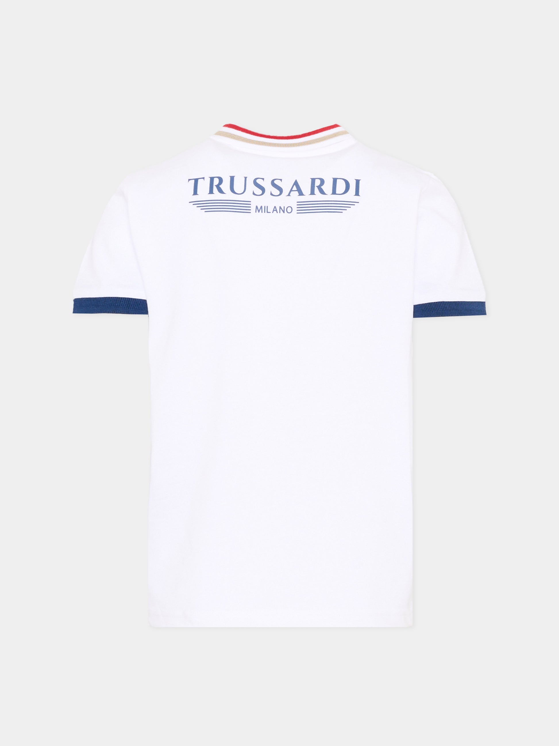 Polo bianca per bambino con logo,Trussardi Junior,TIP26102PO WHITE