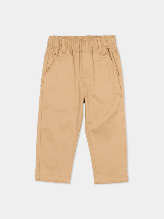 Pantaloni beige per neonato con levriero,Trussardi Junior,TIP26050PA BROWN MACCHIATO