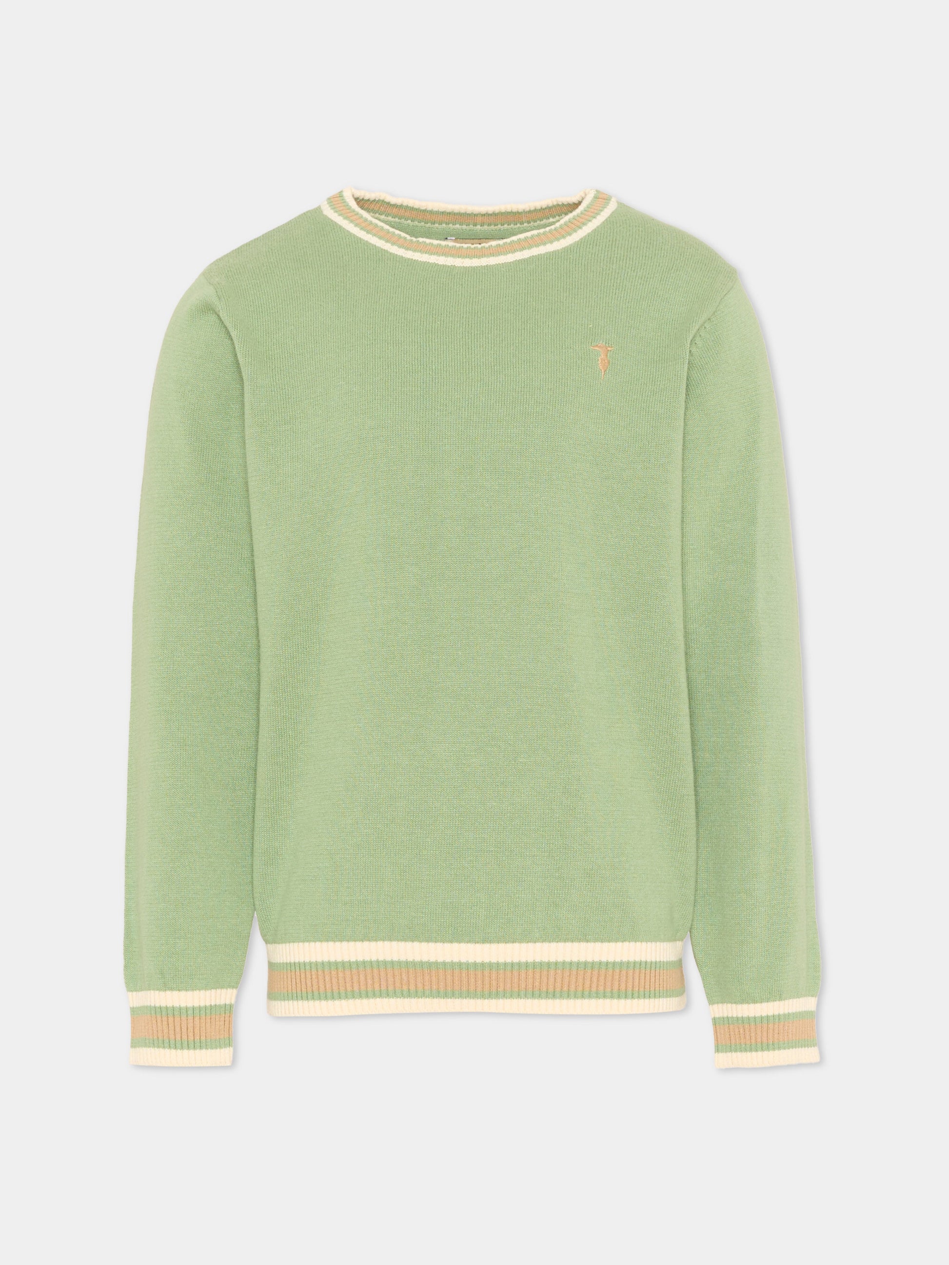 Maglione verde per bambino con levriero,Trussardi Junior,TIP26055MA GREEN BASIL