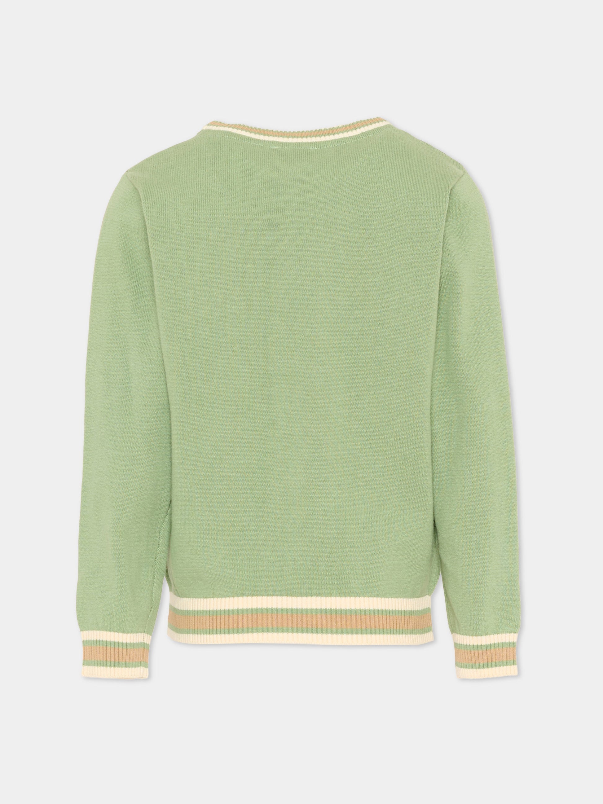 Maglione verde per bambino con levriero,Trussardi Junior,TIP26055MA GREEN BASIL