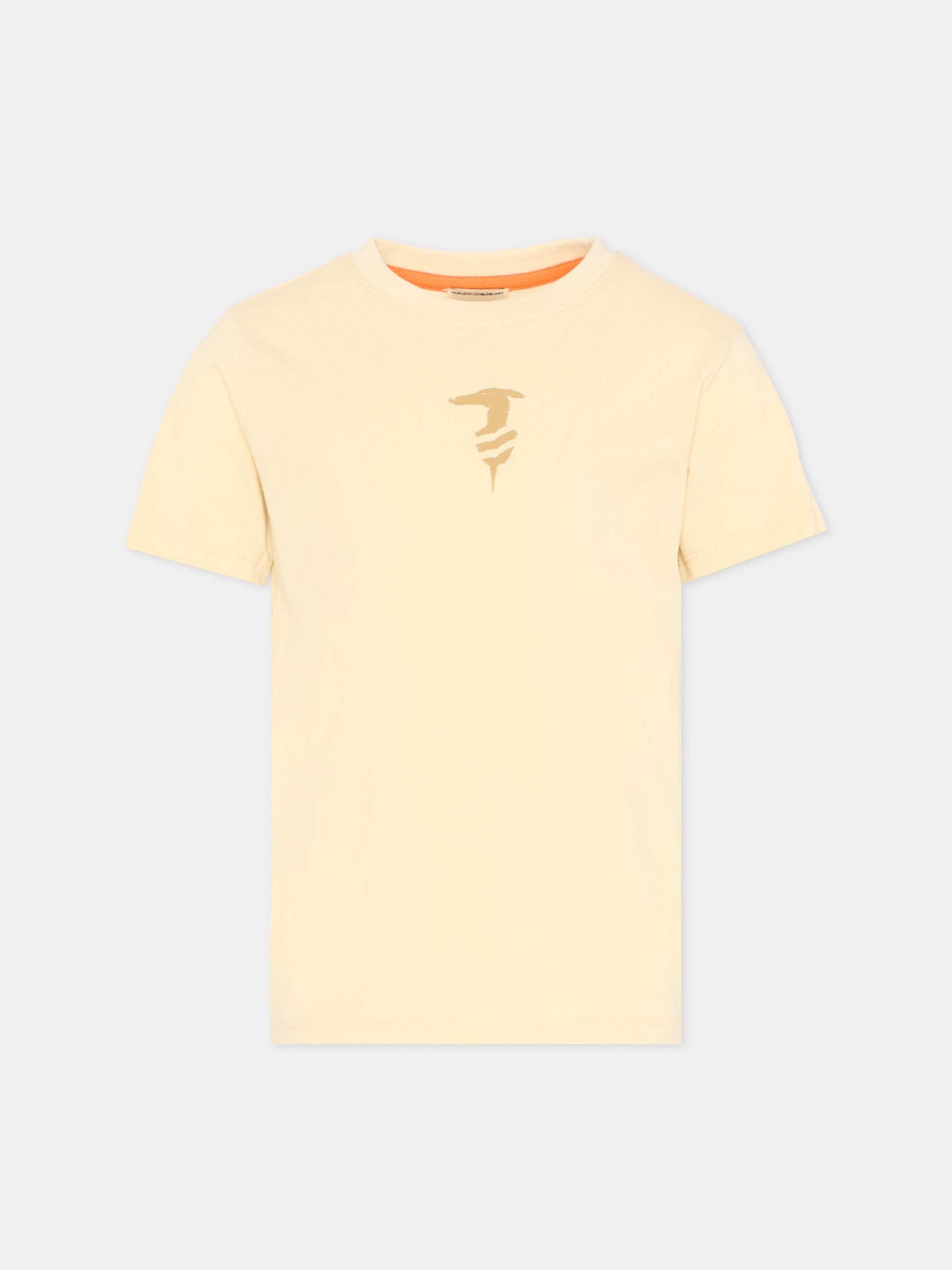T-Shirt beige per bambino con logo,Trussardi Junior,TIP26048TS BEIGE NEW ECRU