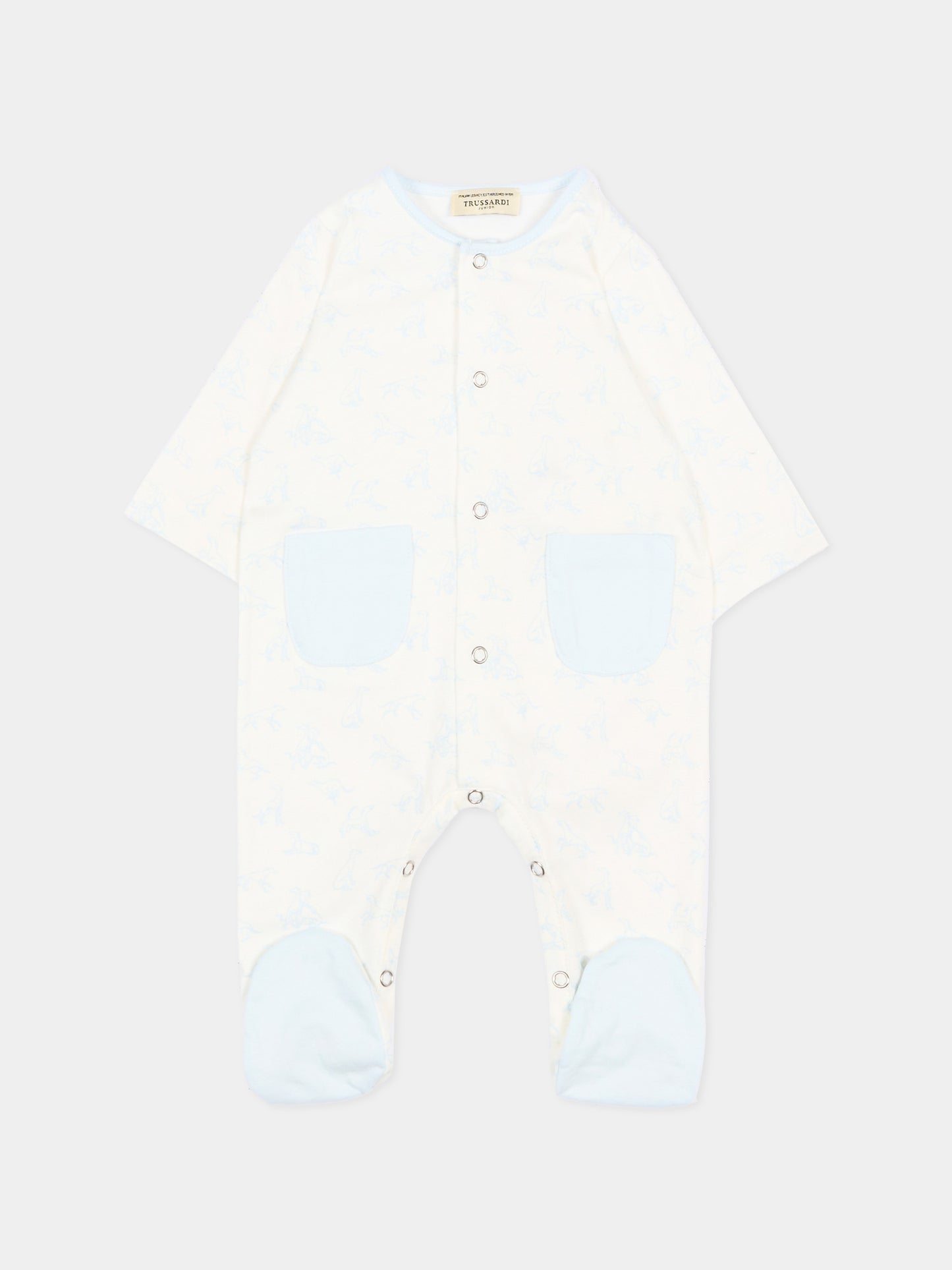 Set tutina avorio per neonato con levrieri,Trussardi Junior,TLP26003TU WHITE