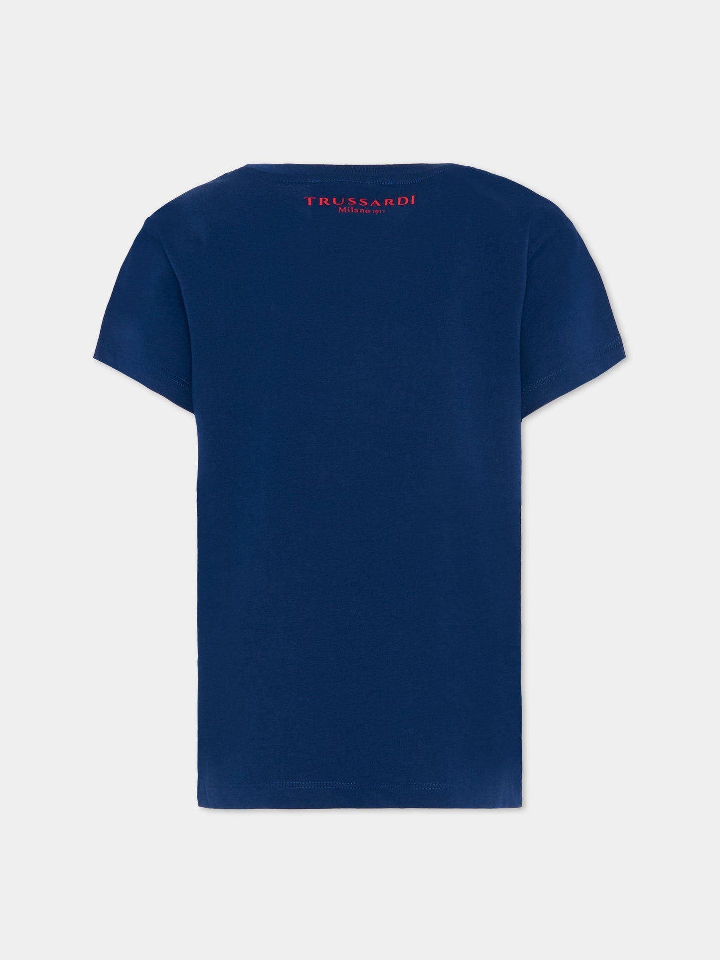 T-shirt blu per bambino con logo,Trussardi Junior,TBP26002TS BLUE ESTATE