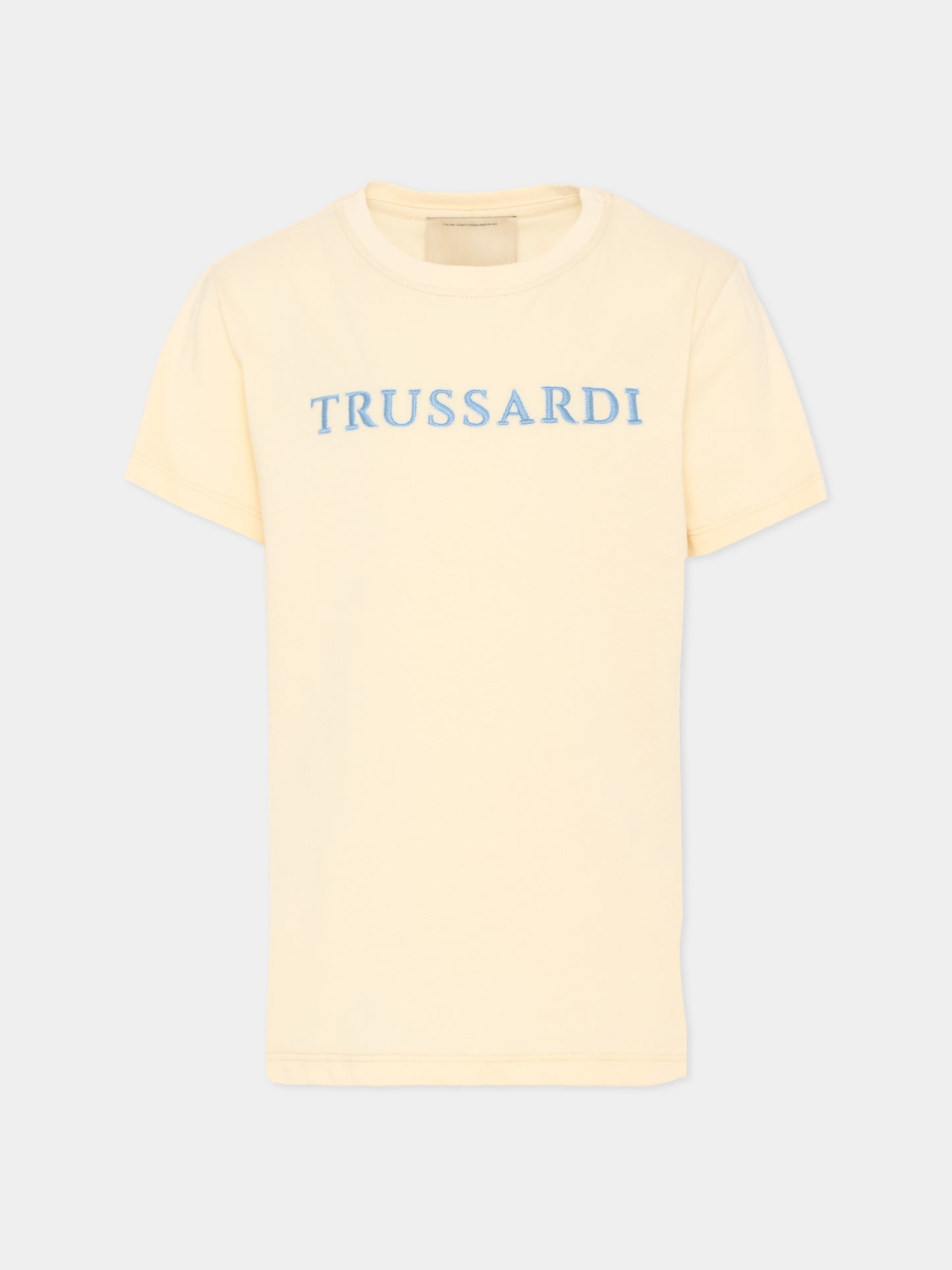 T-shirt avorio per bambino con logo,Trussardi Junior,TBP26038TS BEIGE NEW ECRU