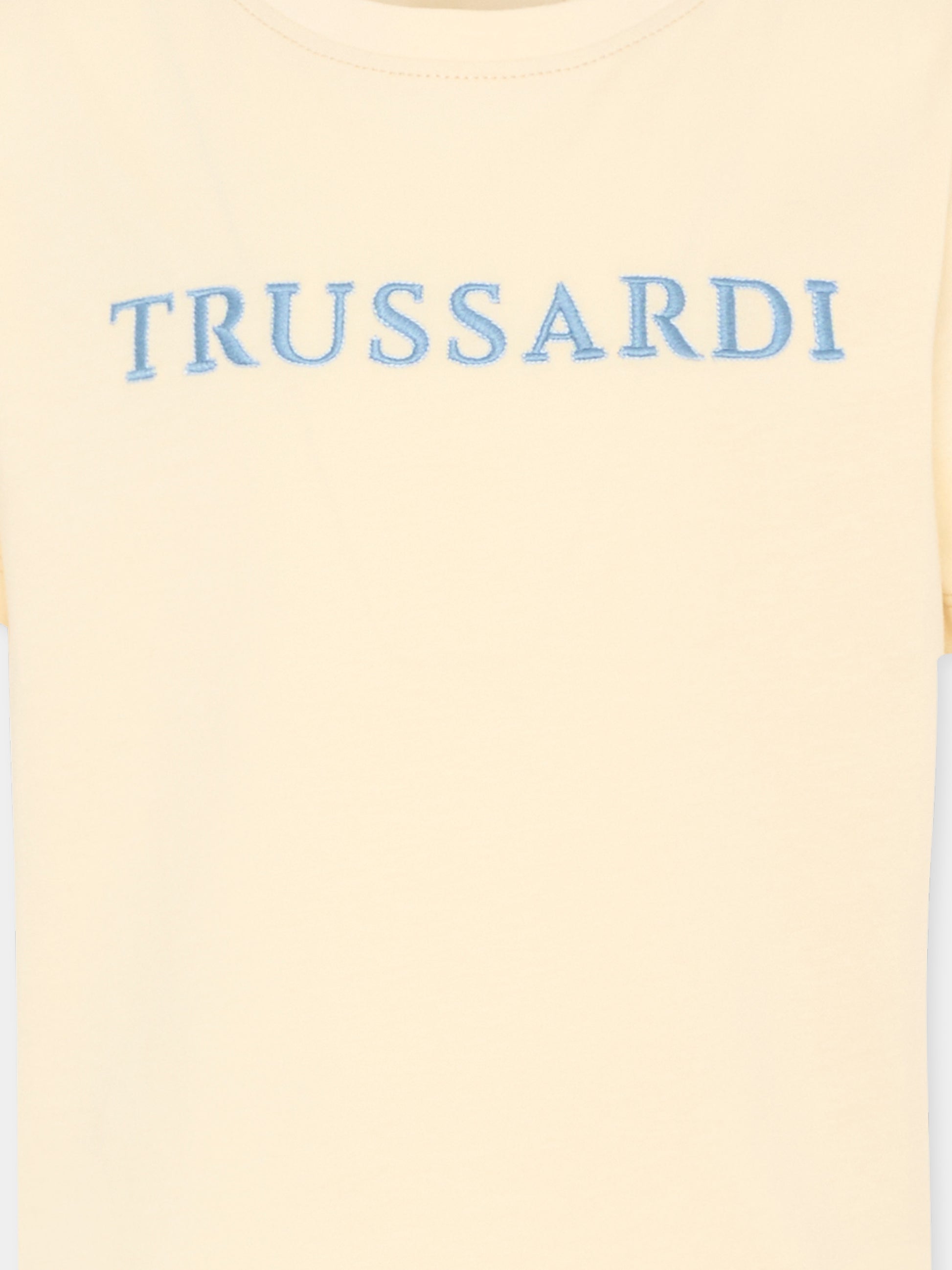 T-shirt avorio per bambino con logo,Trussardi Junior,TBP26038TS BEIGE NEW ECRU