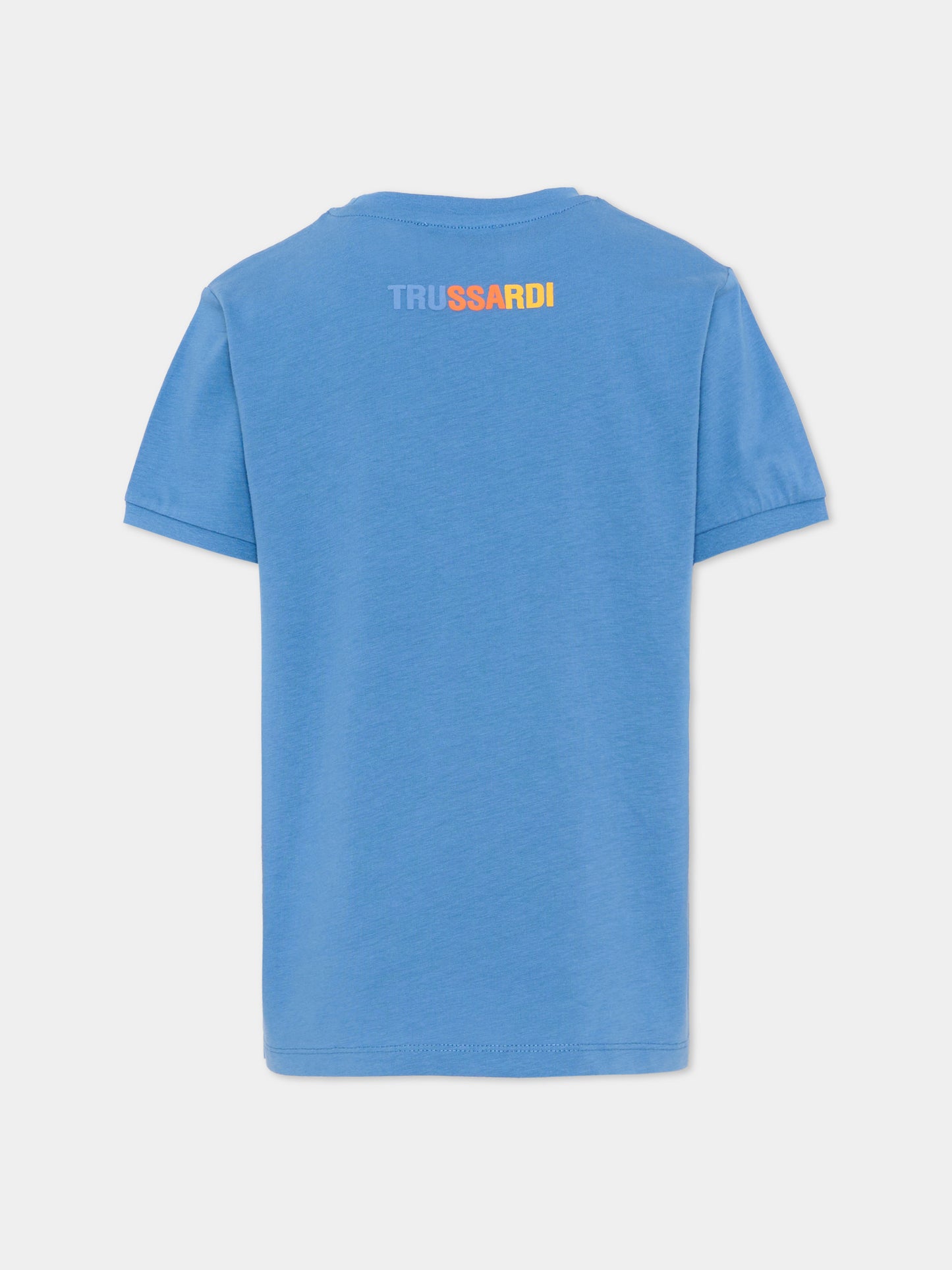 T-Shirt blu per bambino con logo,Trussardi Junior,TBP26096TS BLUE RIVERSIDE