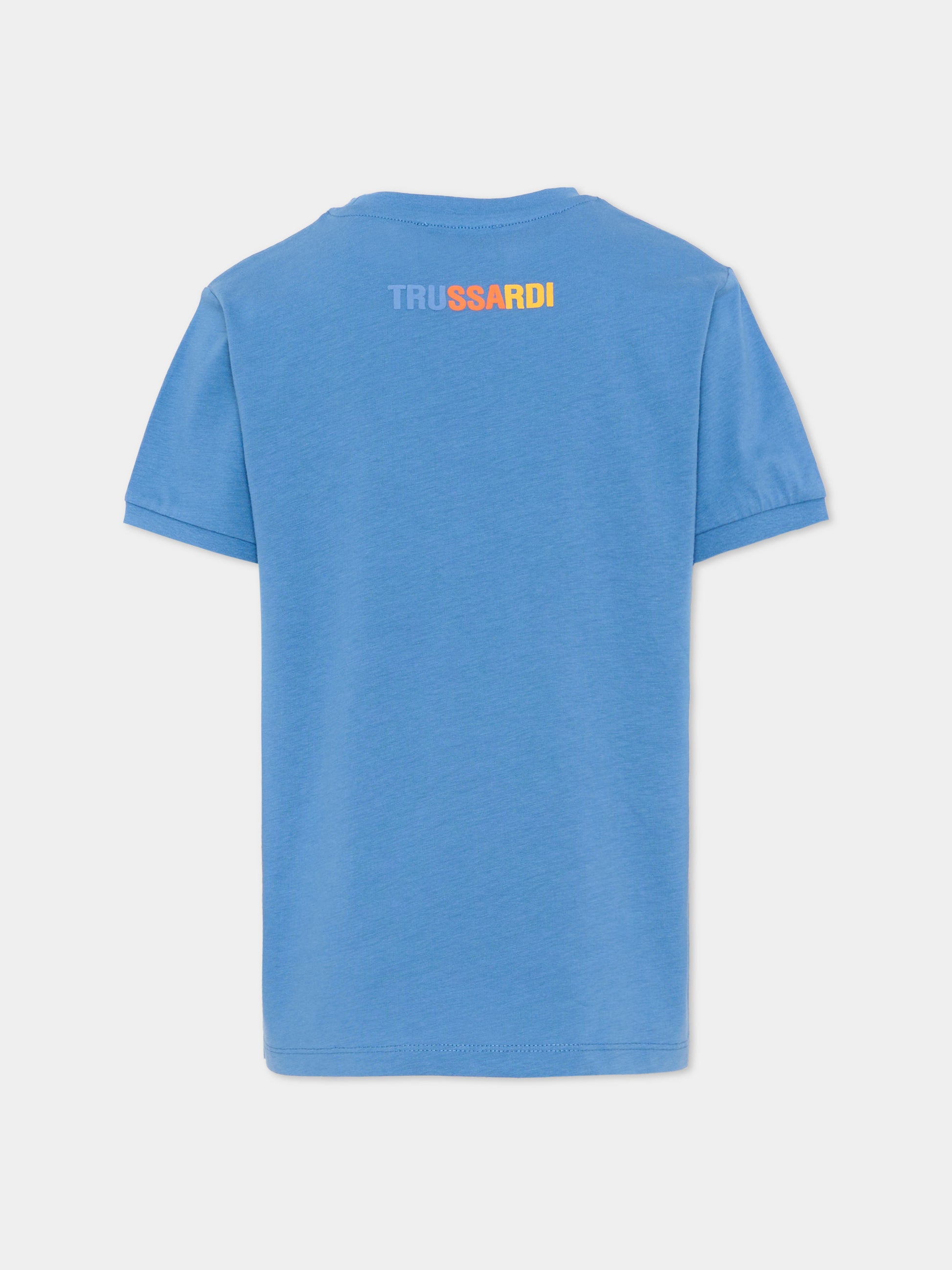 T-Shirt blu per bambino con logo,Trussardi Junior,TBP26096TS BLUE RIVERSIDE