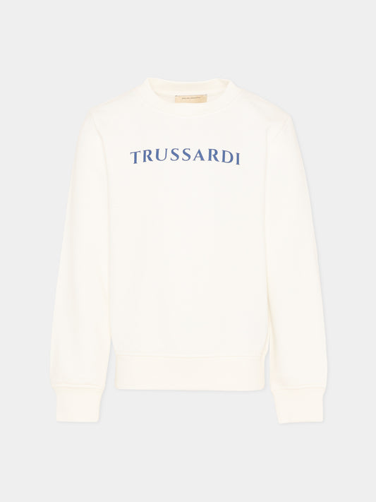 Felpa avorio per bambino con logo,Trussardi Junior,TBP26013FE OFF-WHITE