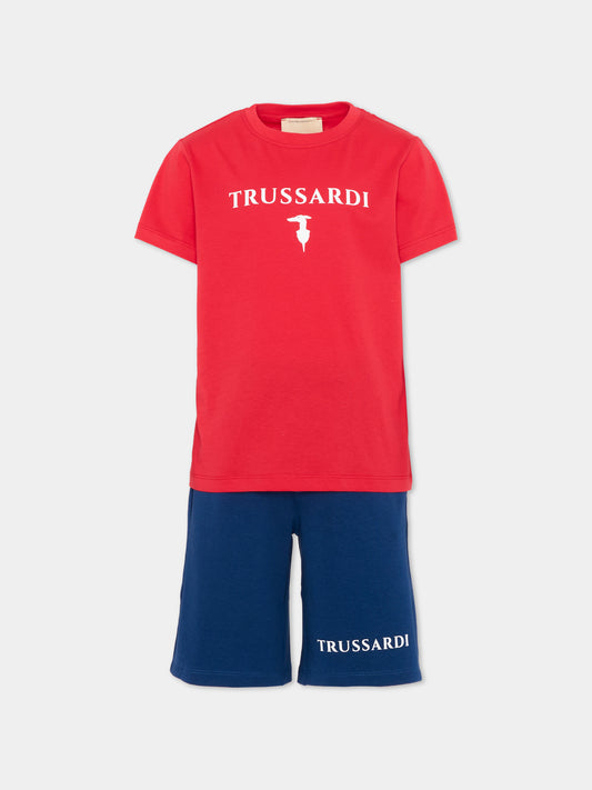Completo sportivo rosso per bambino con logo,Trussardi Junior,TBP26010CJ RED LYCHEE