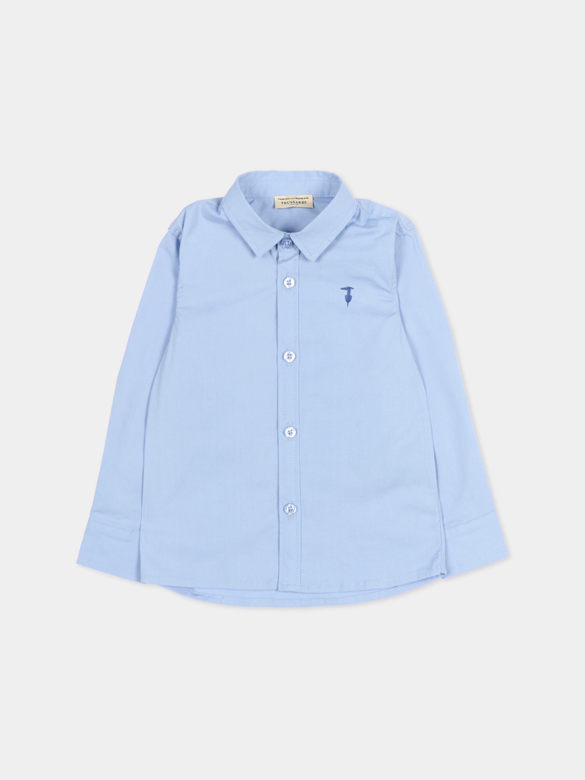 Camicia celeste per neonato con logo,Trussardi Junior,TIP26005CA BLUE PLACID