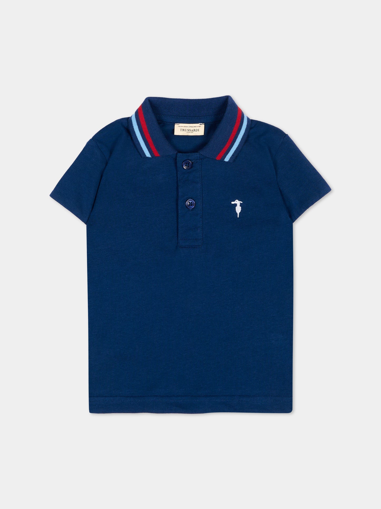 Polo blu per neonato con levriero,Trussardi Junior,TIP26102PO BLUE ESTATE