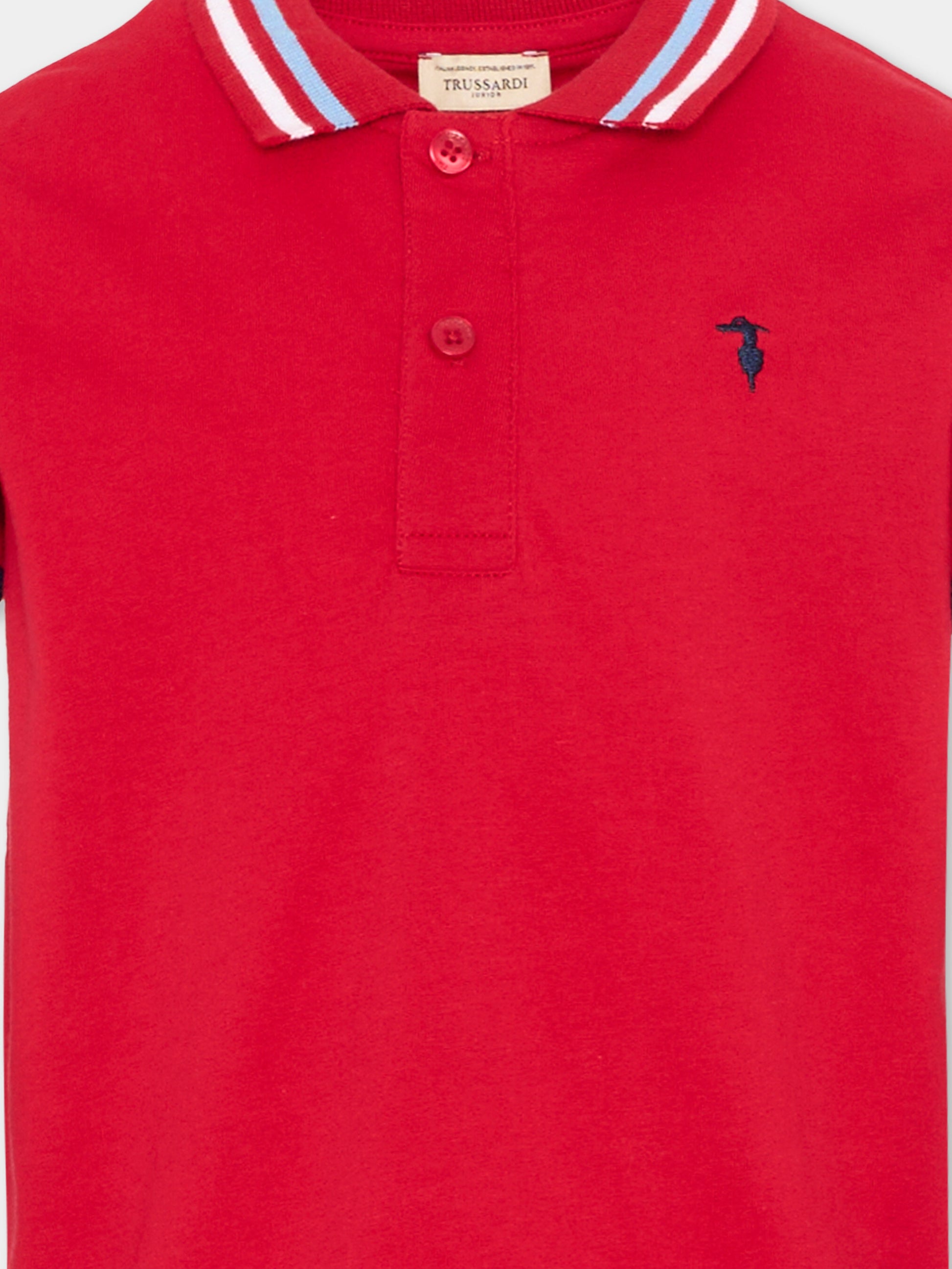 Polo rossa per bambino con logo,Trussardi Junior,TIP26102PO RED LYCHEE