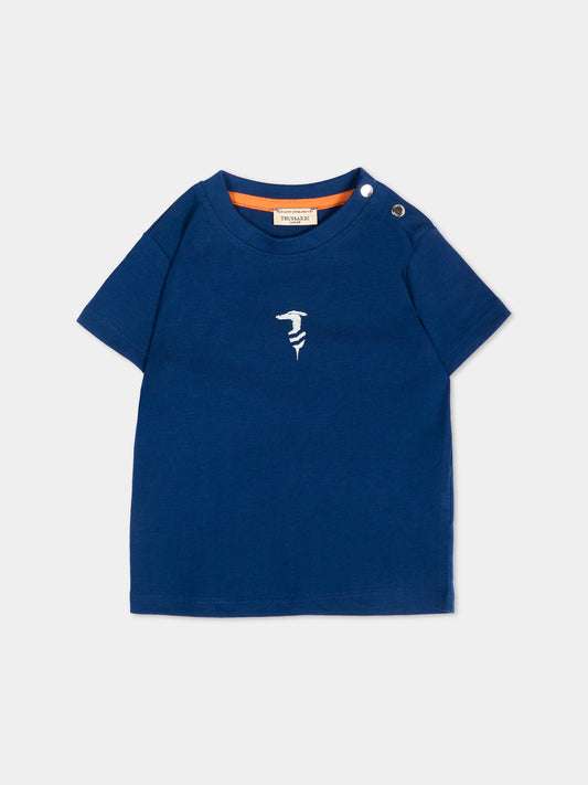 T-shirt blu per neonato con levriero,Trussardi Junior,TIP26048TS BLUE ESTATE