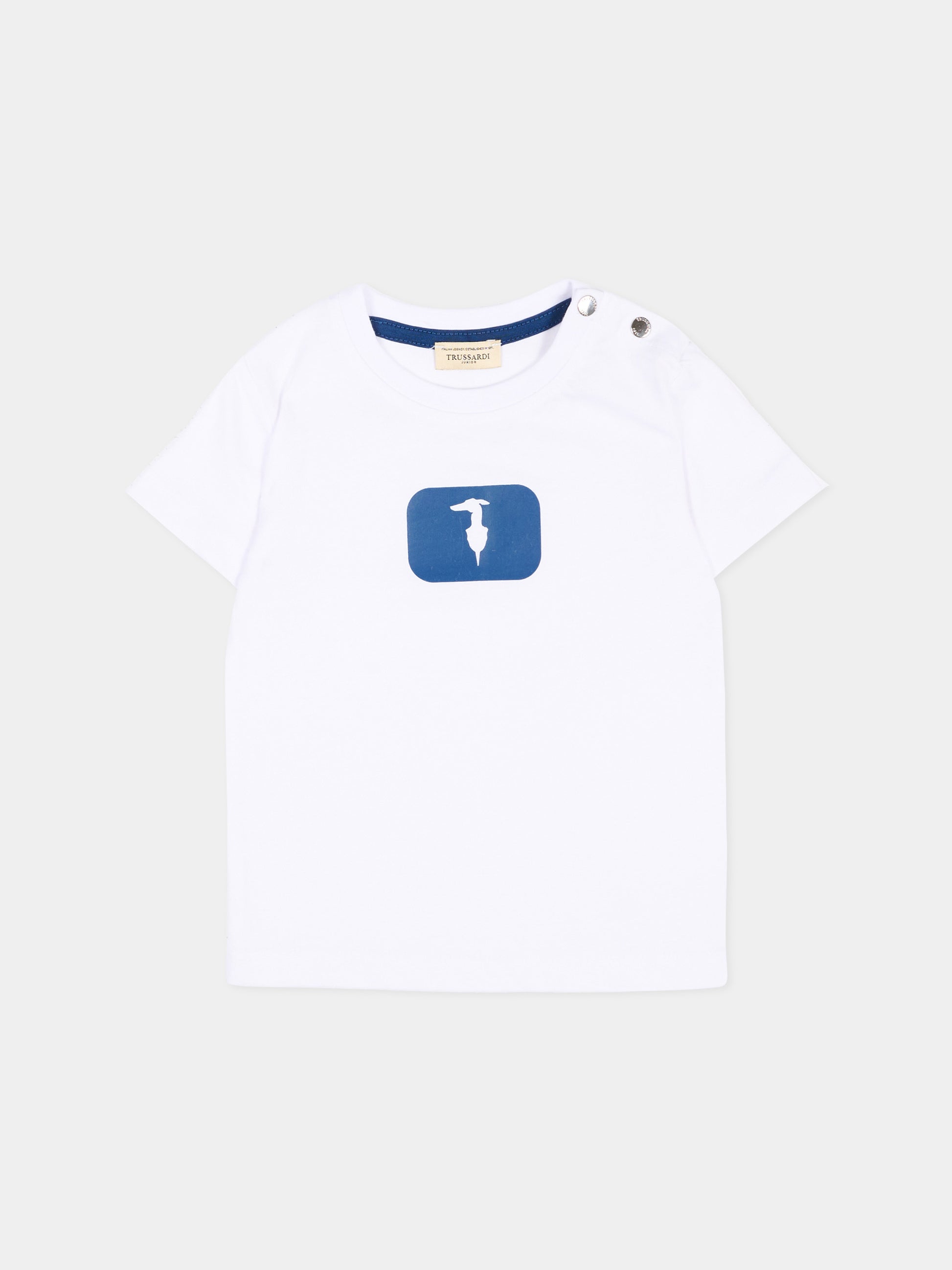 T-Shirt bianca per neonato con logo,Trussardi Junior,TIP26093TS WHITE