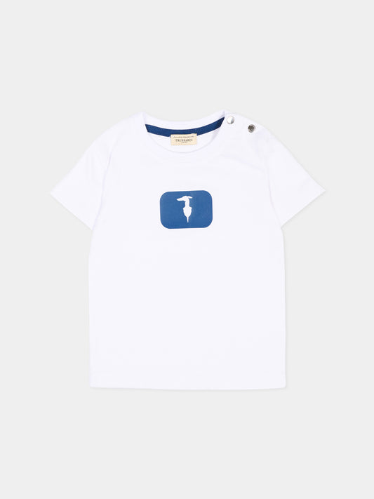 T-Shirt bianca per neonato con logo,Trussardi Junior,TIP26093TS WHITE
