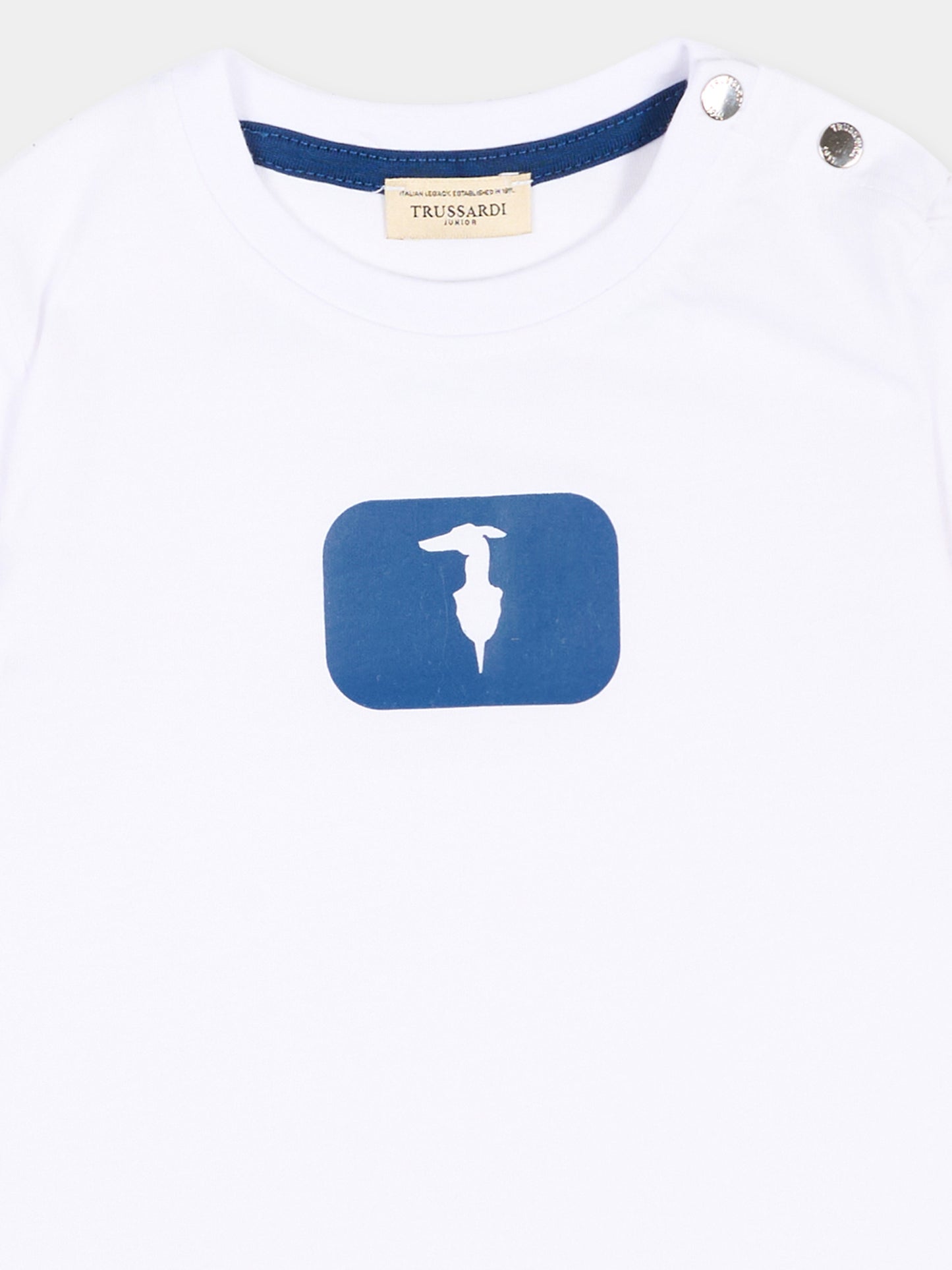 T-Shirt bianca per neonato con logo,Trussardi Junior,TIP26093TS WHITE