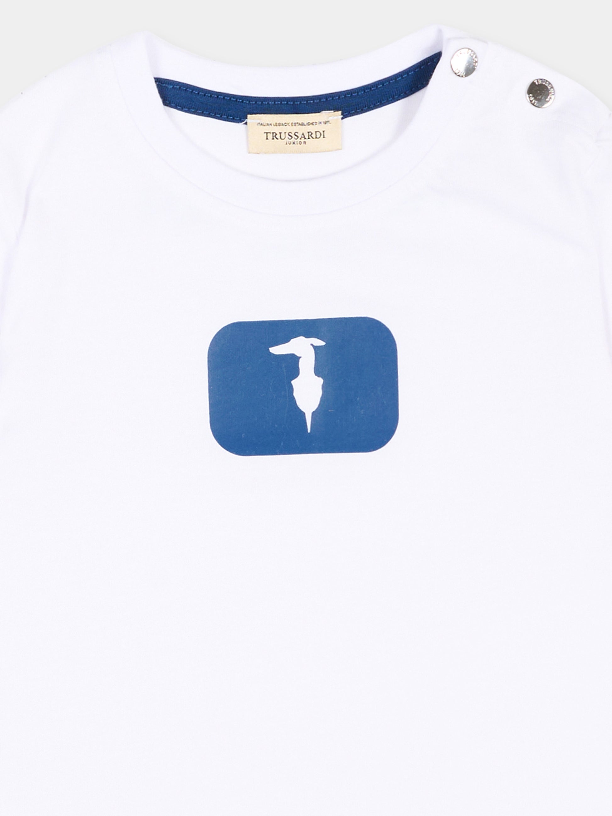 T-Shirt bianca per neonato con logo,Trussardi Junior,TIP26093TS WHITE