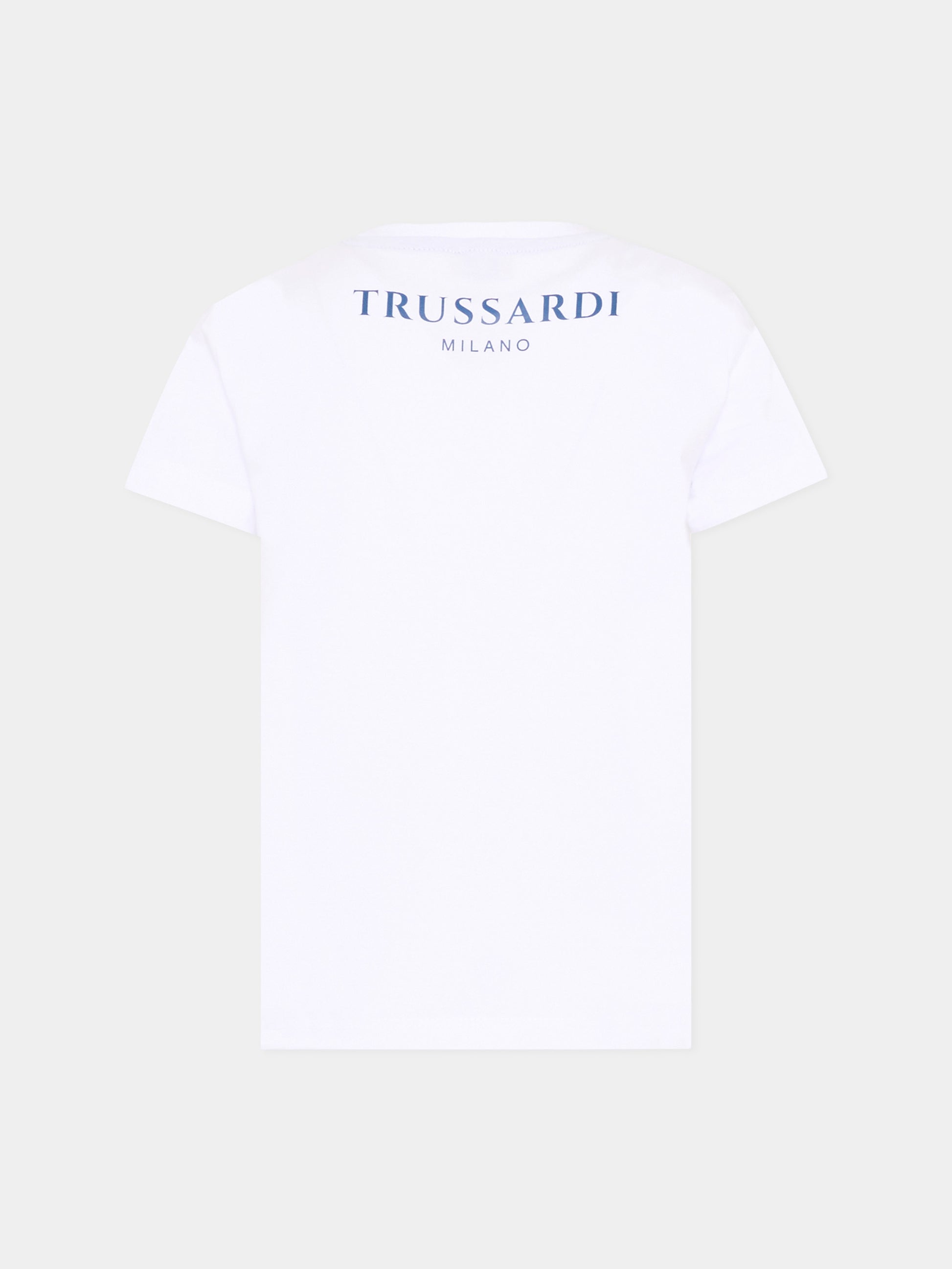 T-Shirt bianca per bambino con levriero,Trussardi Junior,TIP26093TS WHITE