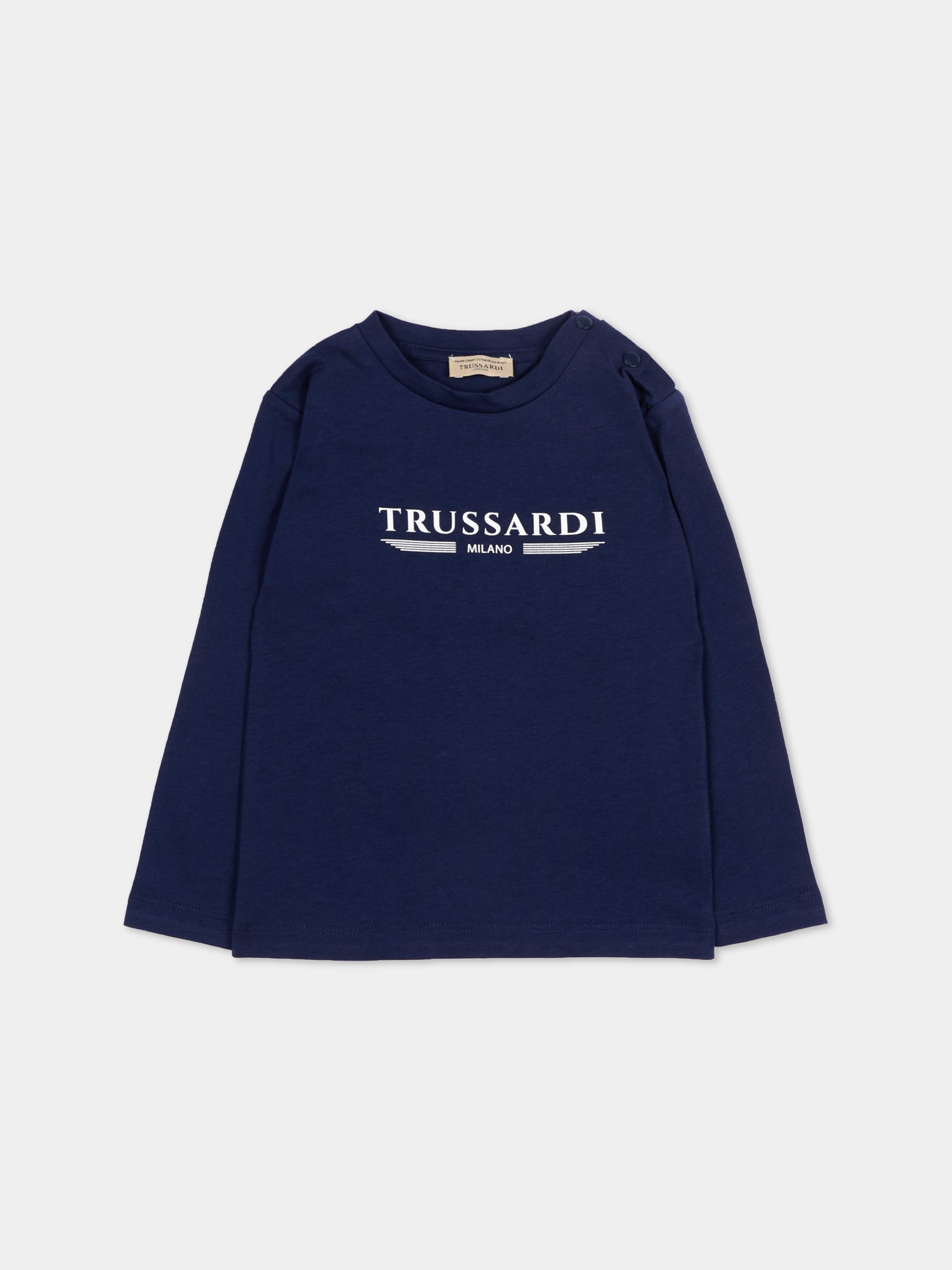 T-shirt blu per neonato con logo,Trussardi Junior,TIP26106TS BLUE ESTATE