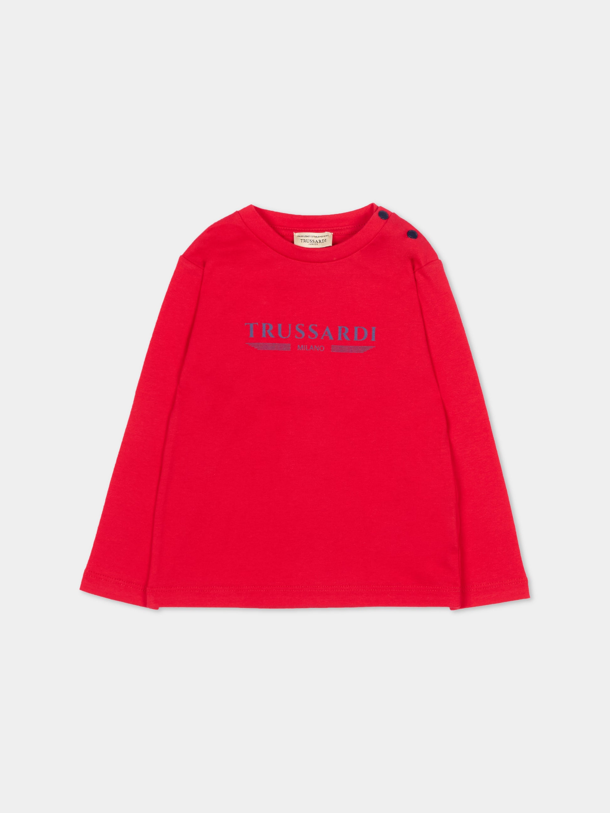 T-Shirt rossa per neonato con logo,Trussardi Junior,TIP26106TS RED LYCHEE