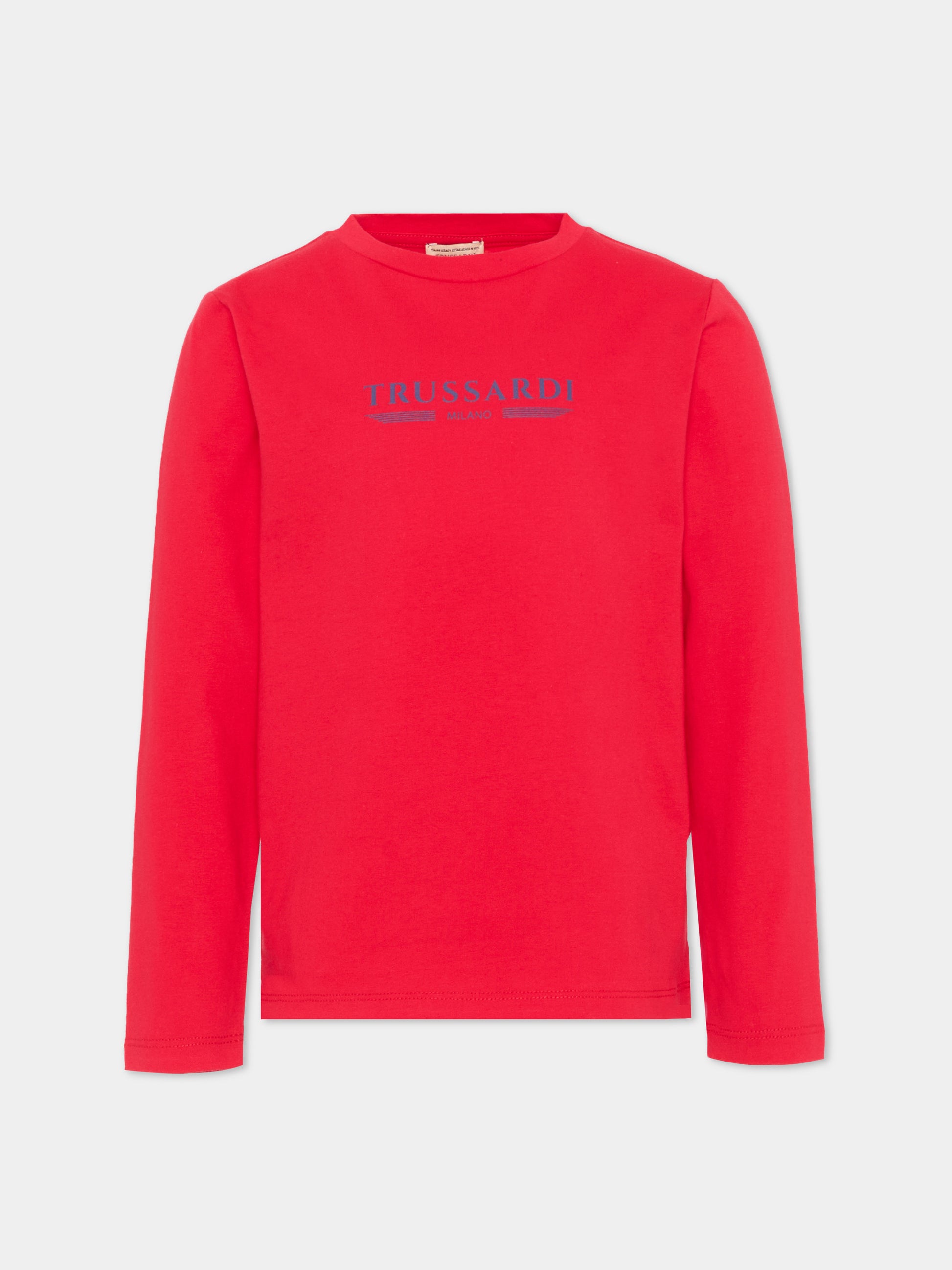 T-shirt rossa per bambino con logo,Trussardi Junior,TIP26106TS RED LYCHEE