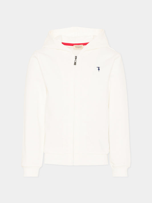 Felpa bianca per bambino con levriero,Trussardi Junior,TIP26090FE WHITE