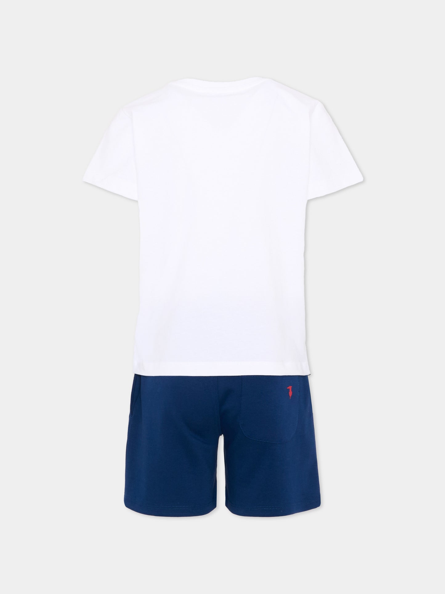 Completo sportivo bianco per bambino con logo,Trussardi Junior,TIP26008CJ WHITE BLUE