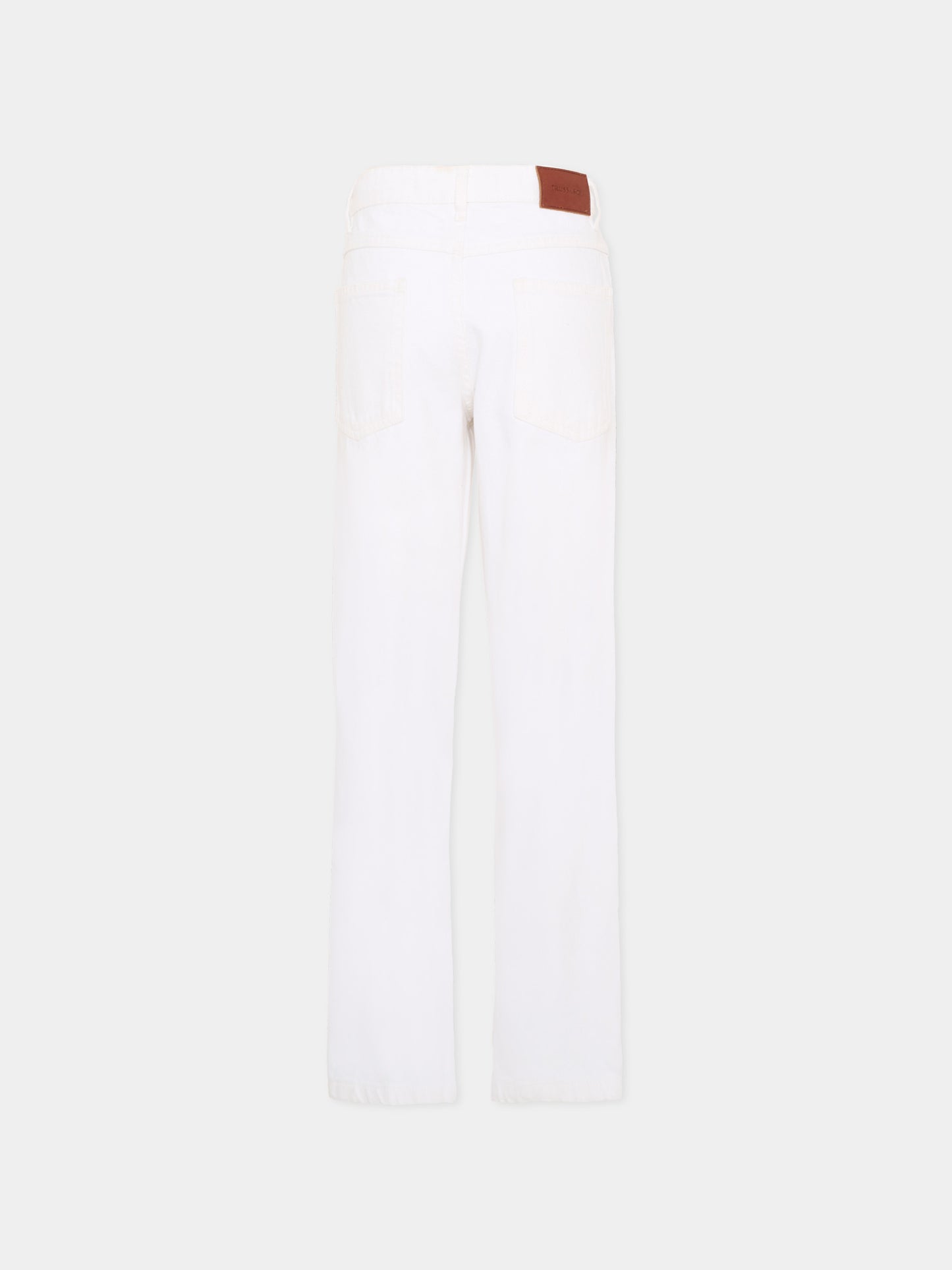Pantalone bianco per bambino in denim,Trussardi Junior,TBP26017PA WHITE OPTICAL