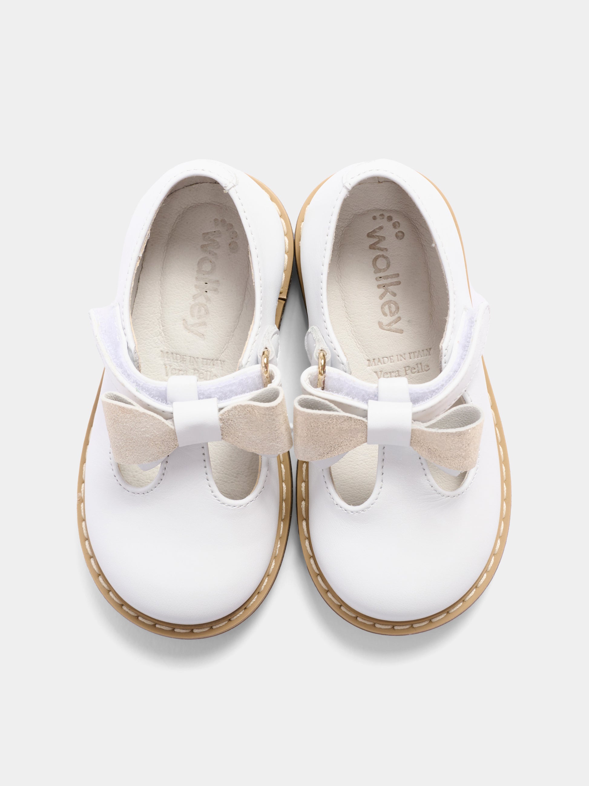 Ballerine bianche per bambina con fiocco,Walkey,Y1A3 44079 0092X048