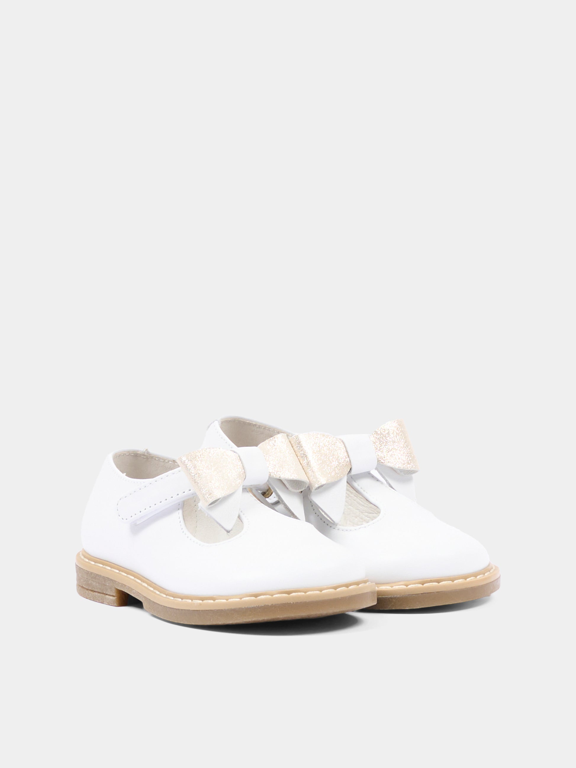 Ballerine bianche per bambina con fiocco,Walkey,Y1A3 44079 0092X048