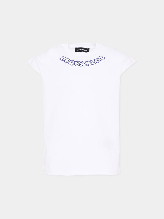 T-Shirt bianca per bambini con logo,Dsquared2,DQ3350 D00XM DQ100