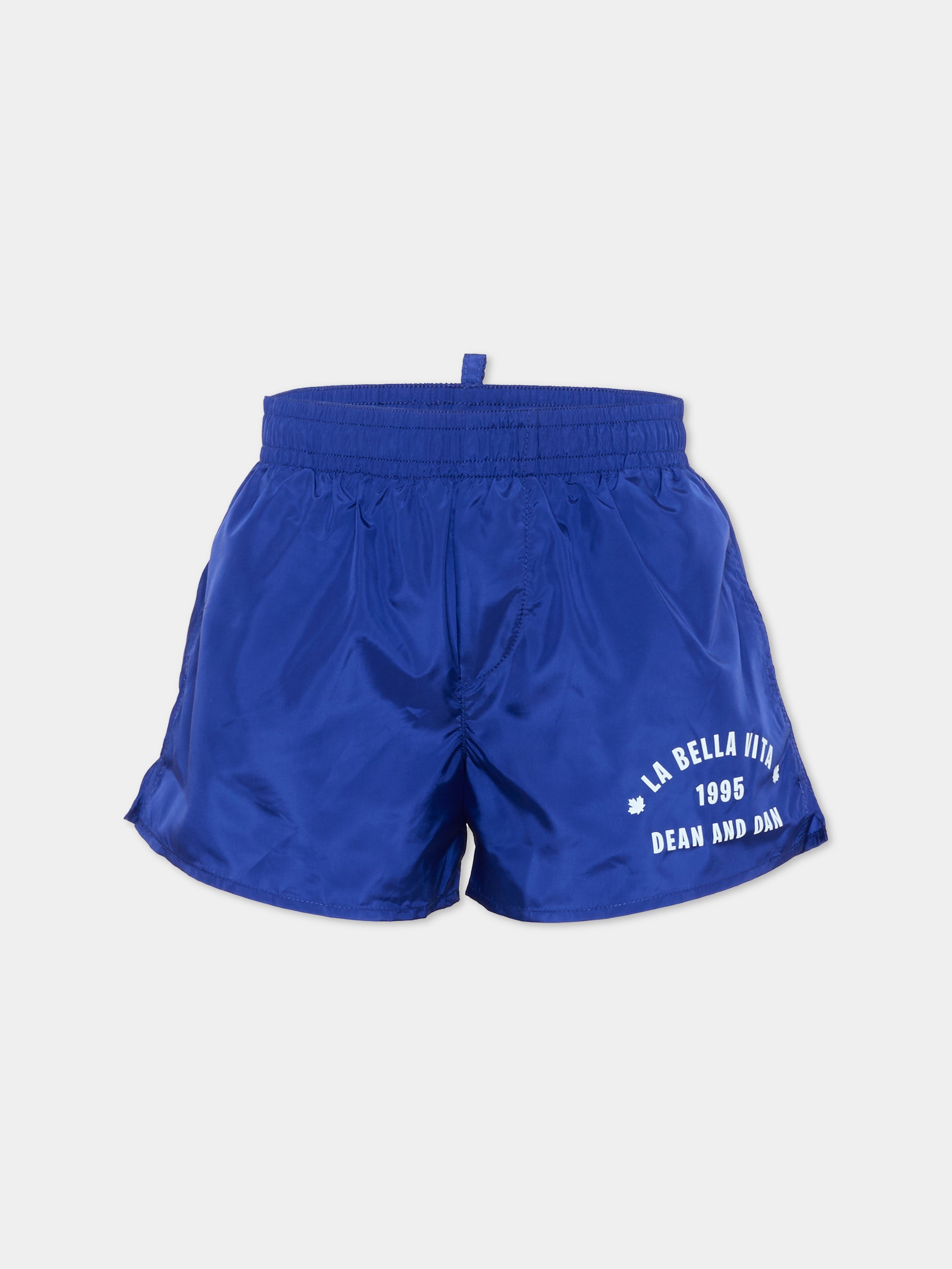 Boxer mare blu per bambino con logo,Dsquared2,DQ3358 D00QK DQ879