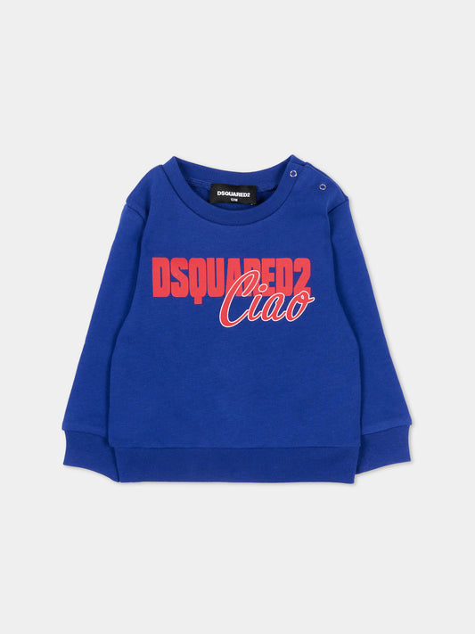 Felpa blu per neonati con logo,Dsquared2,DQ3372 D0AGW DQ879