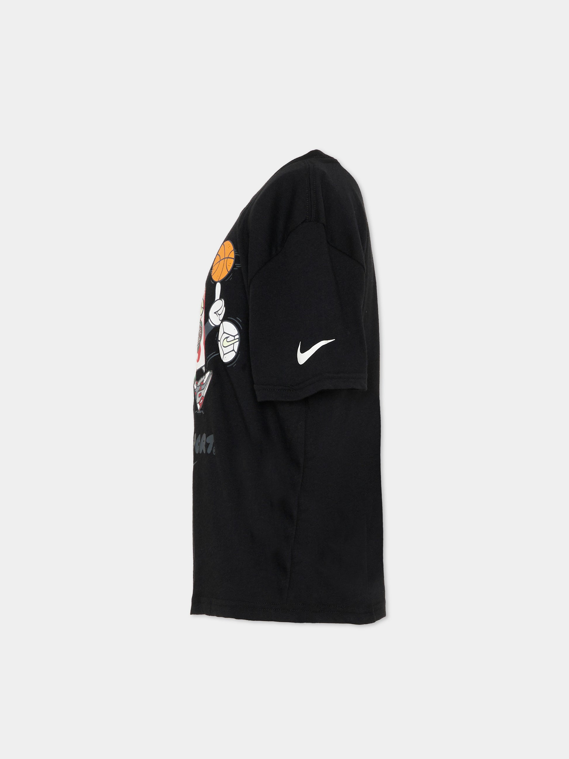 T-Shirt nera per bambino con stampa sport,Nike,86N819 023