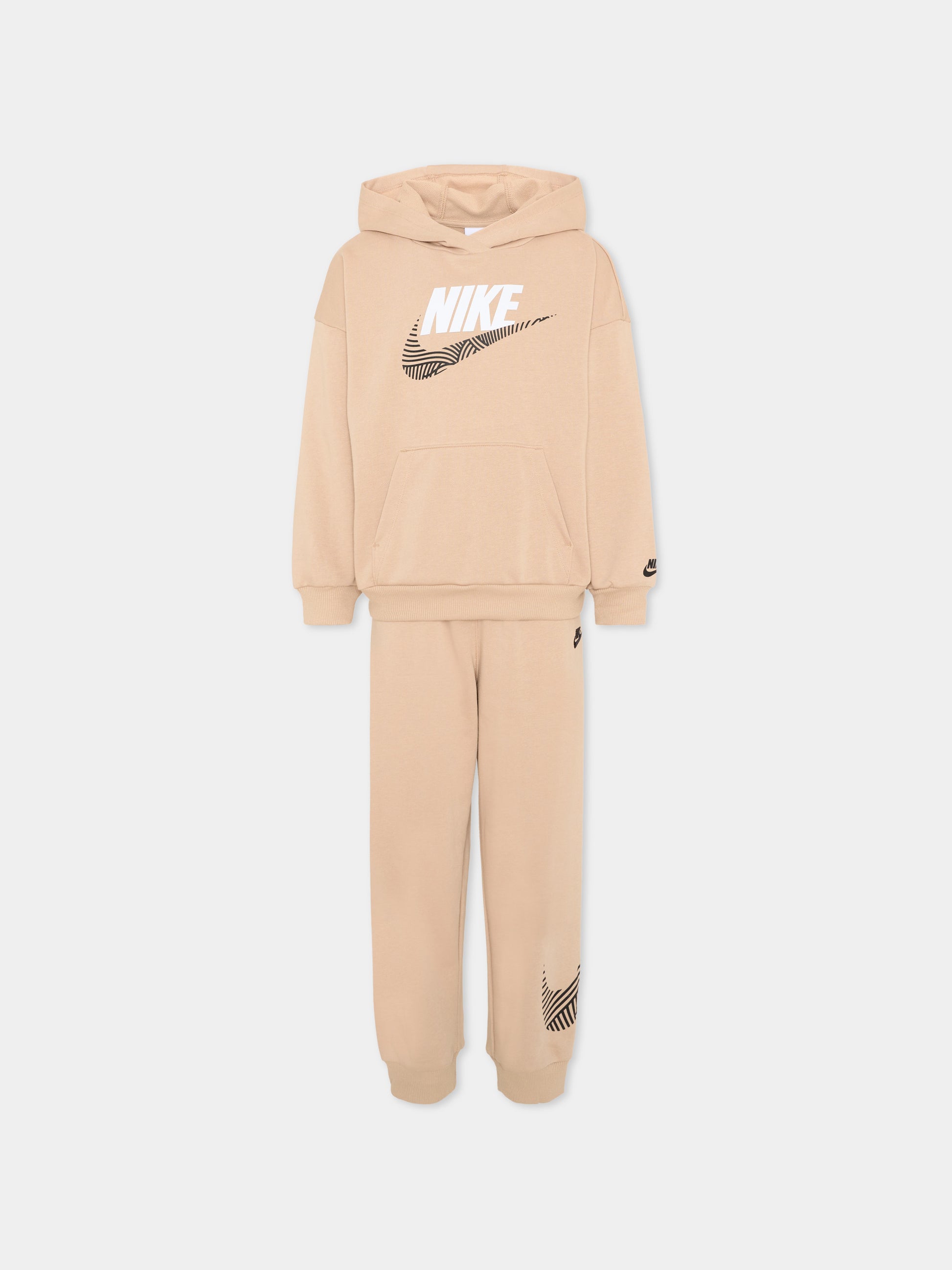 Completo sportivo beige per bambino con logo,Nike,86N738 X0L