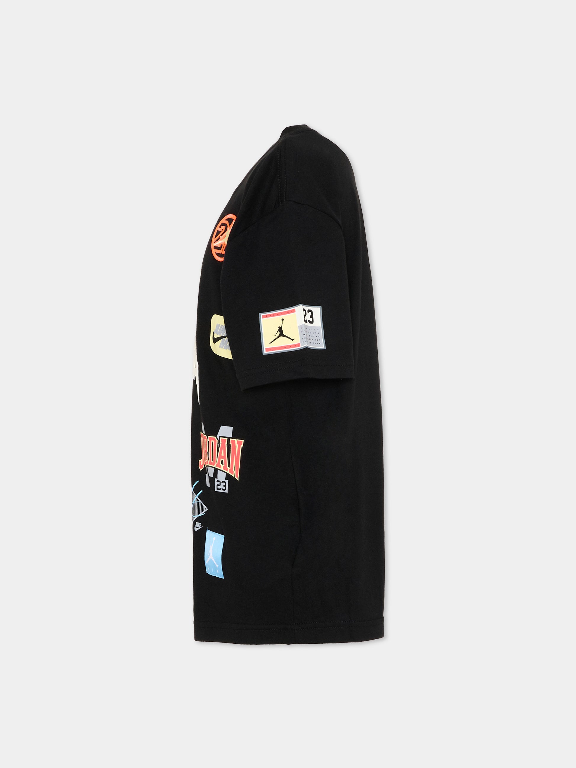 T-shirt nera per bambino con loghi,Jordan,95F385 023